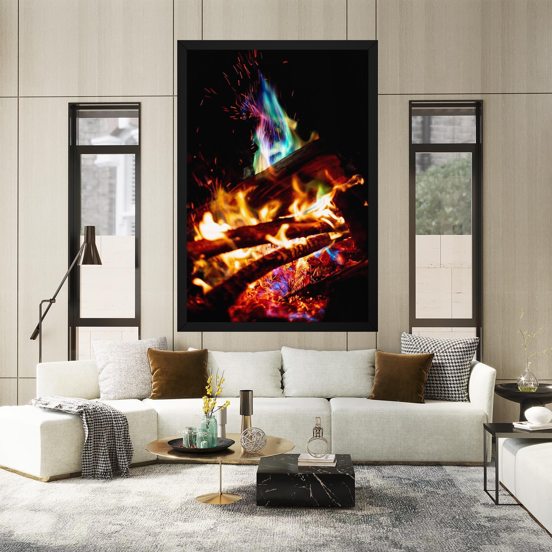 Leinwandbild Blue Green Fire mockup 2