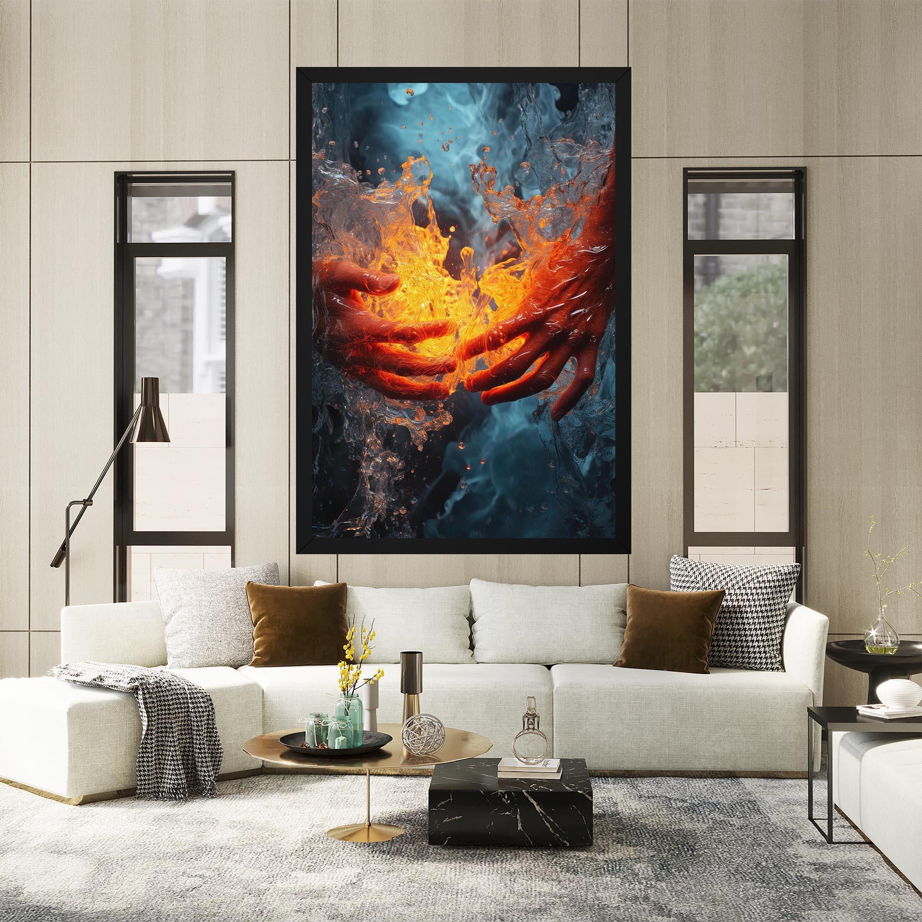 Leinwandbild Fire Water mockup 2