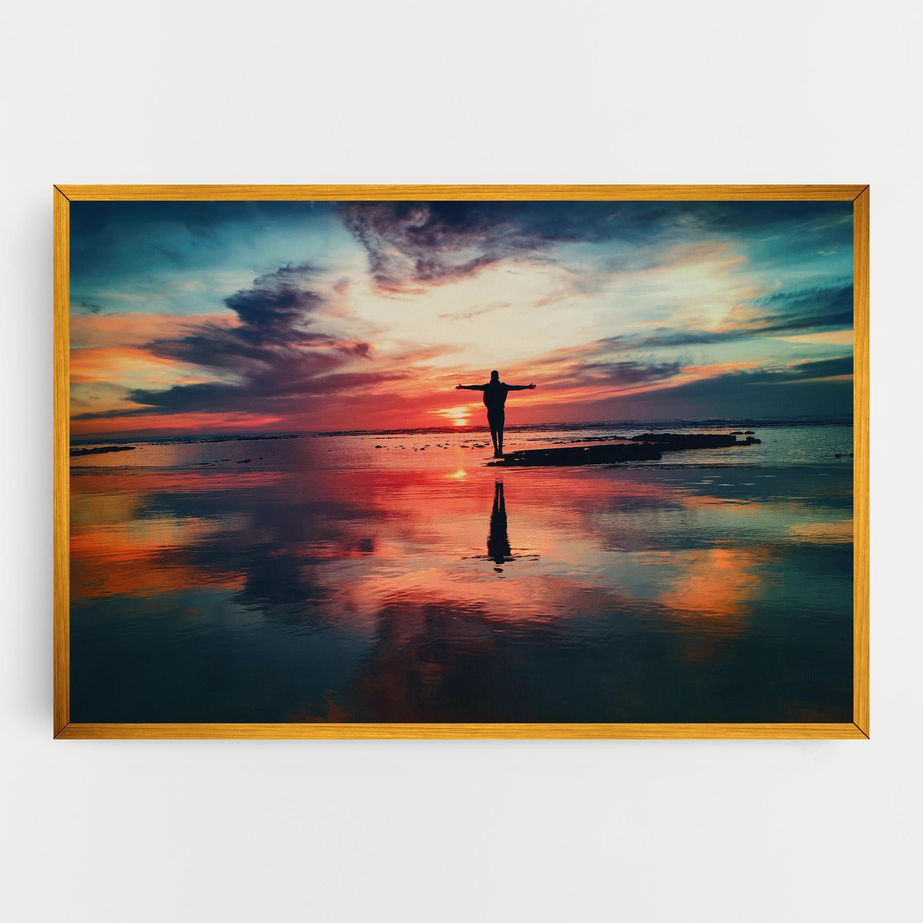 Leinwandbild Pink Purple Sky Man mockup 0