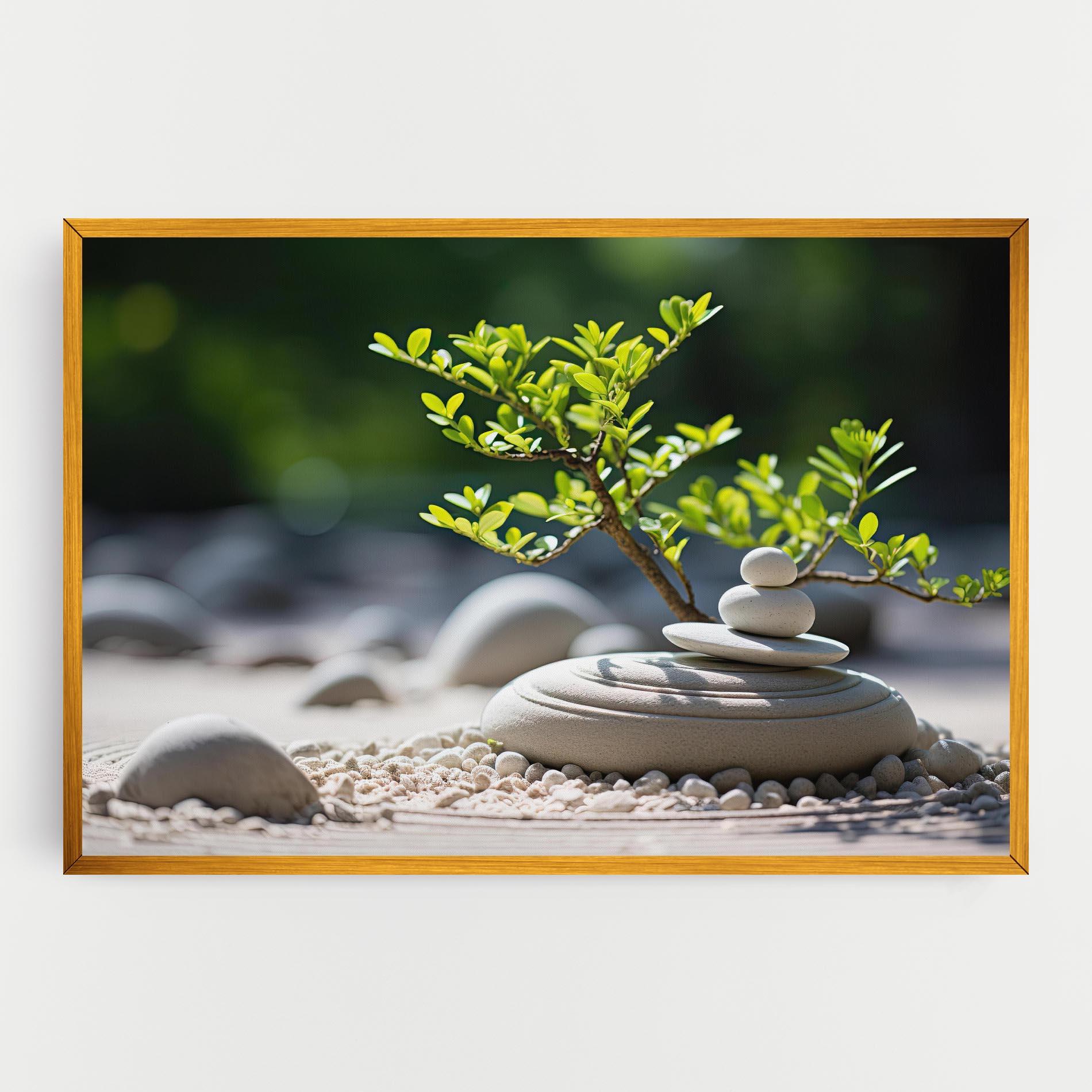 Leinwandbild White Pebbles Plants mockup 0