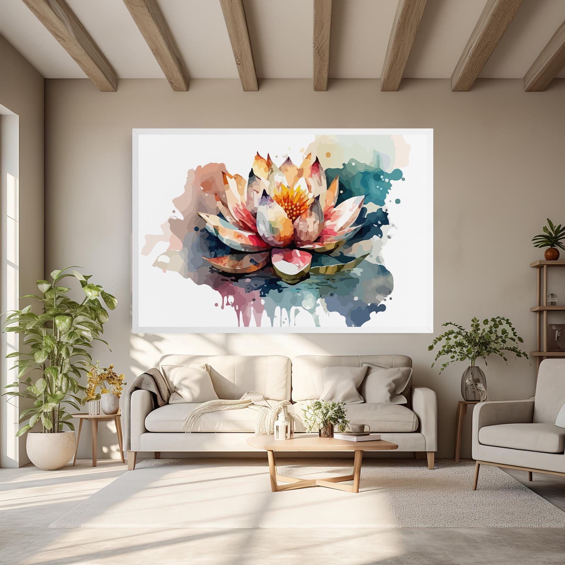 Leinwandbild Colorful Lotus Art mockup 6