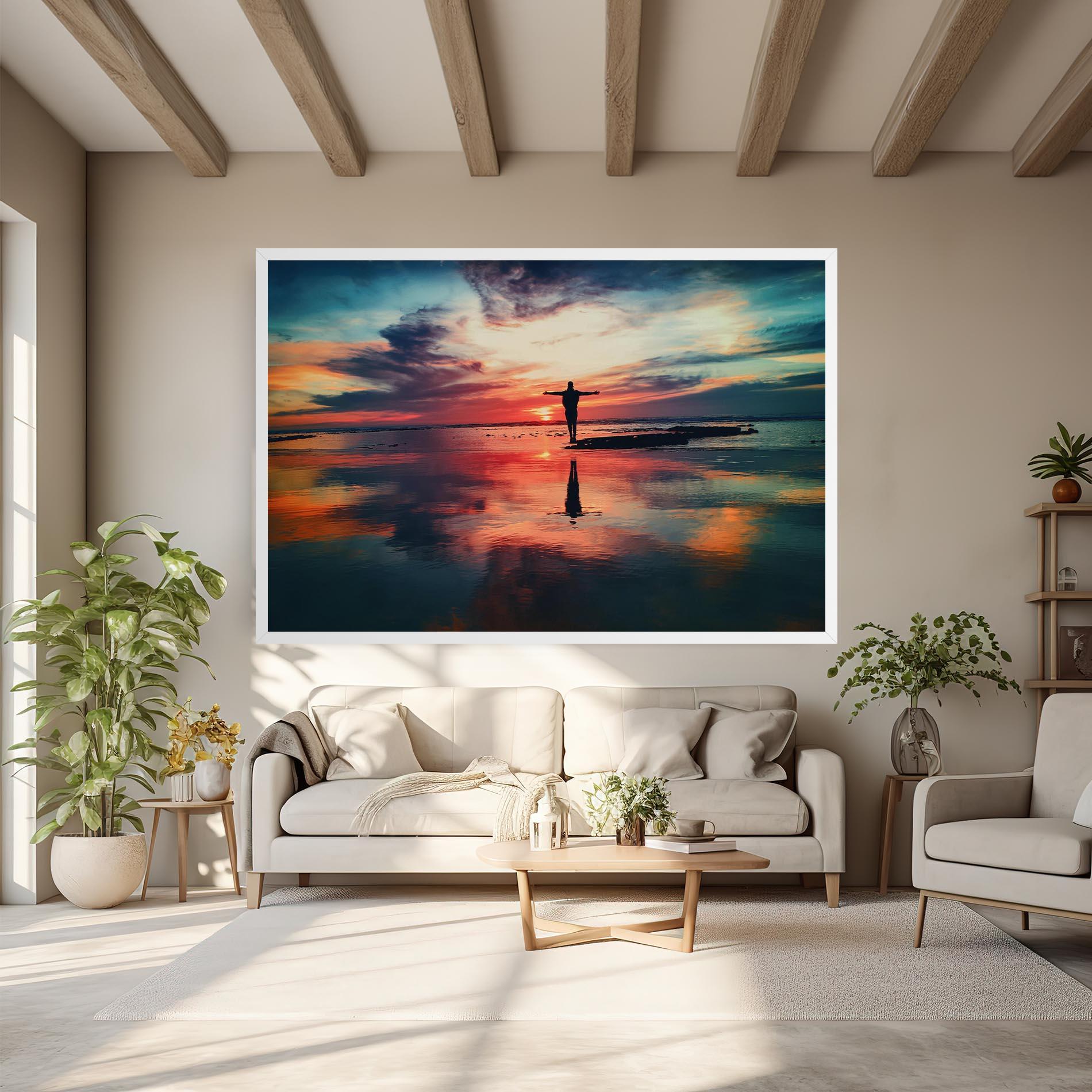 Leinwandbild Pink Purple Sky Man mockup 6