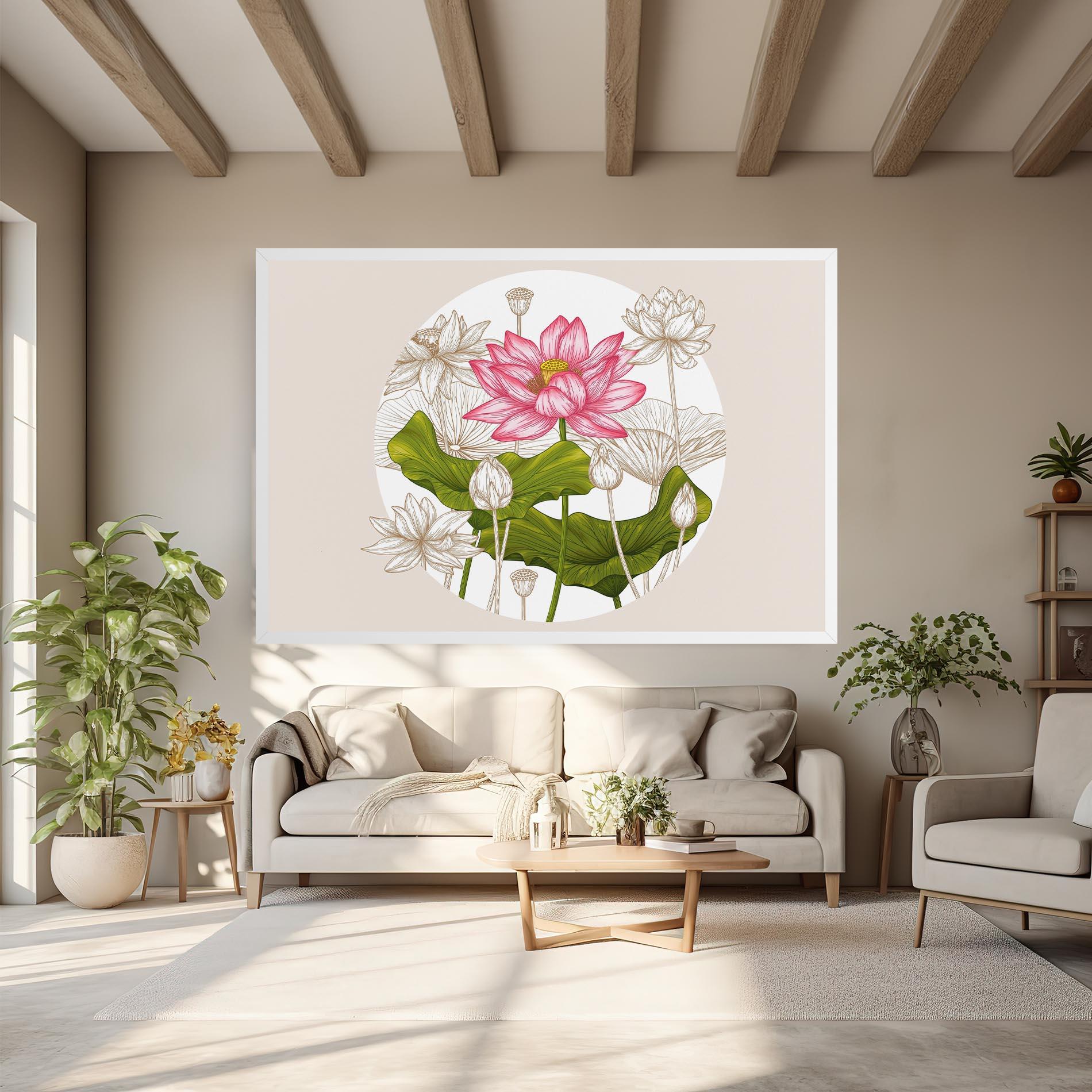 Leinwandbild Pretty Lotus Art mockup 6