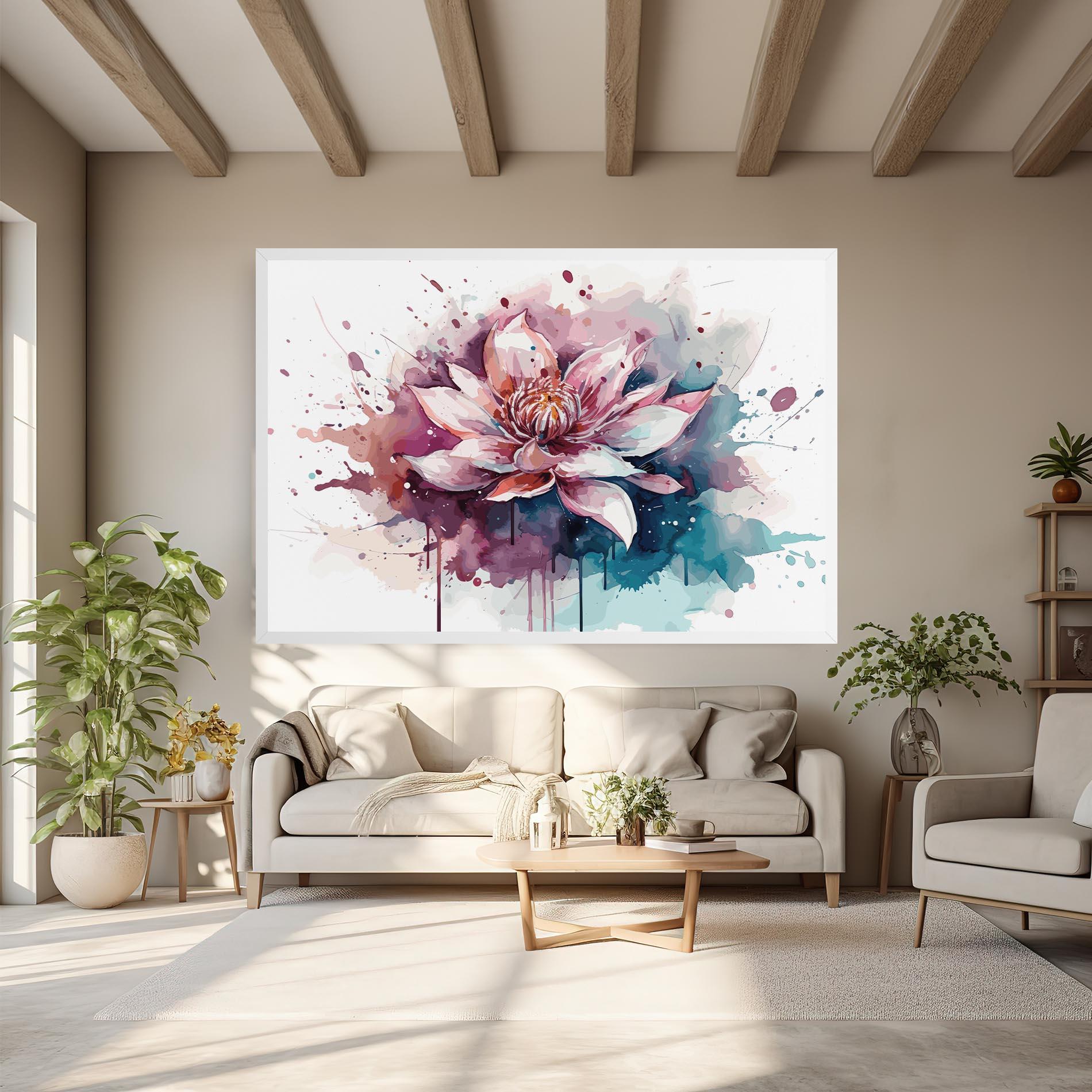 Leinwandbild Pretty Pink Lotus Art mockup 6