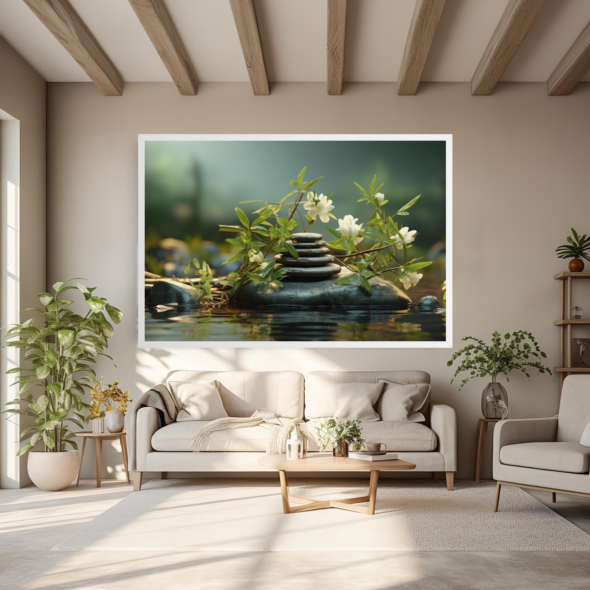 Leinwandbild Rock Garden Pond mockup 6