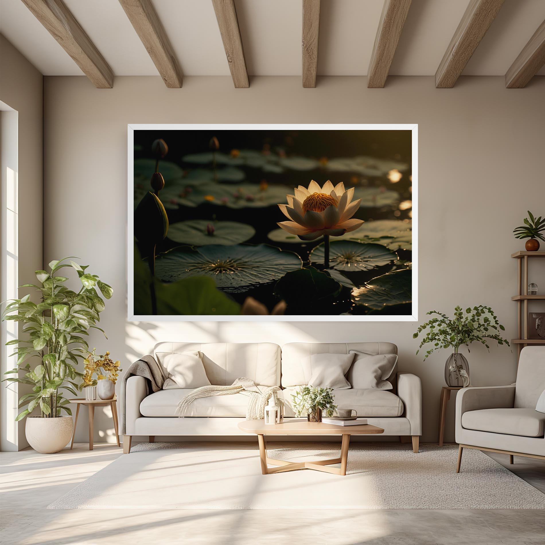 Leinwandbild Shot Beautiful Lotus mockup 6