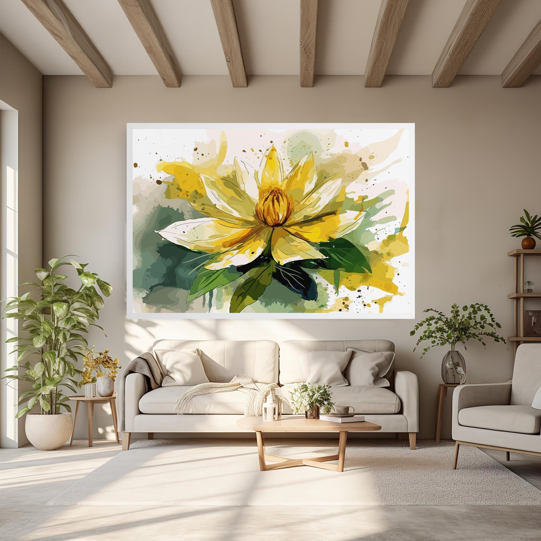 Leinwandbild Yellow Flower Nature mockup 6