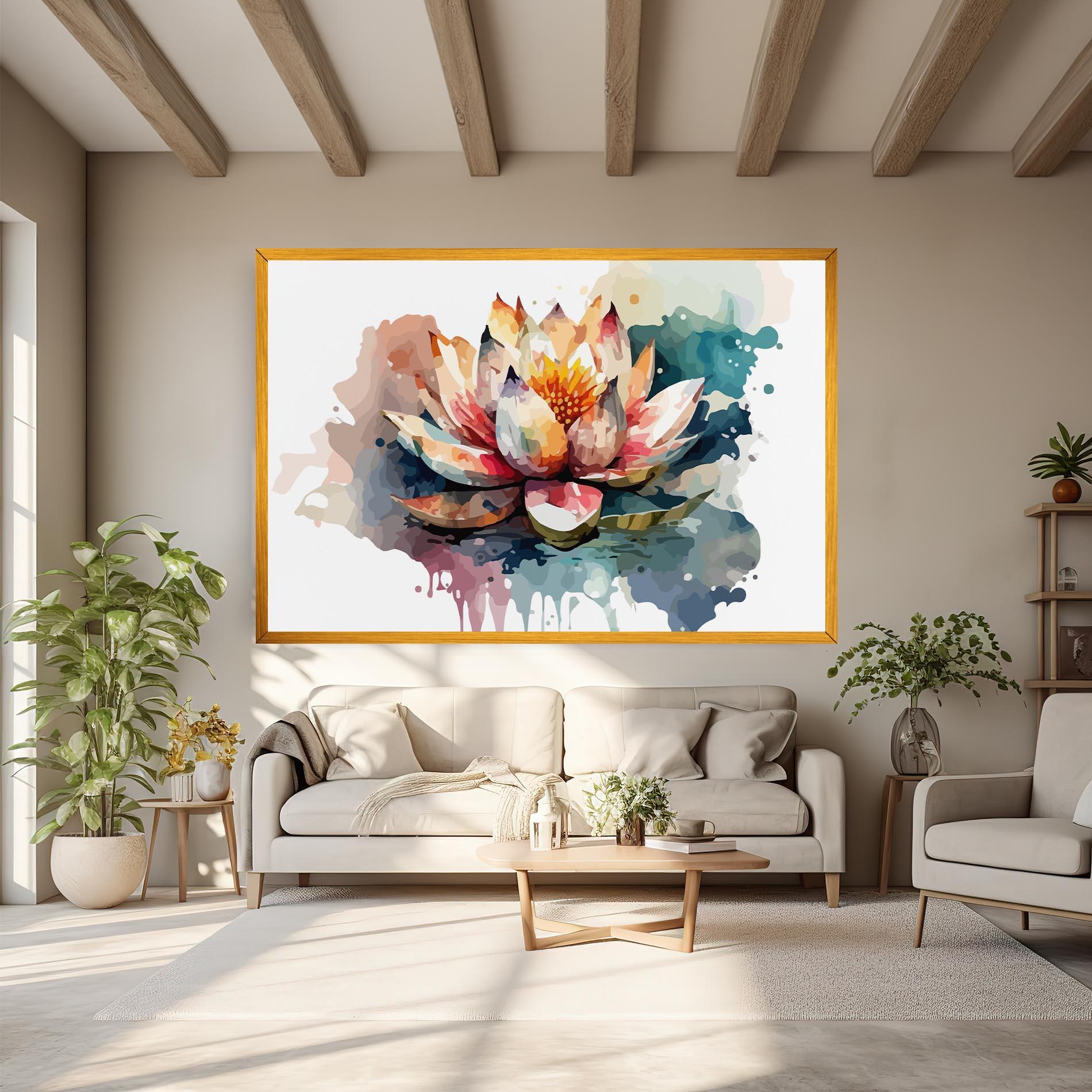 Leinwandbild Colorful Lotus Art mockup 6
