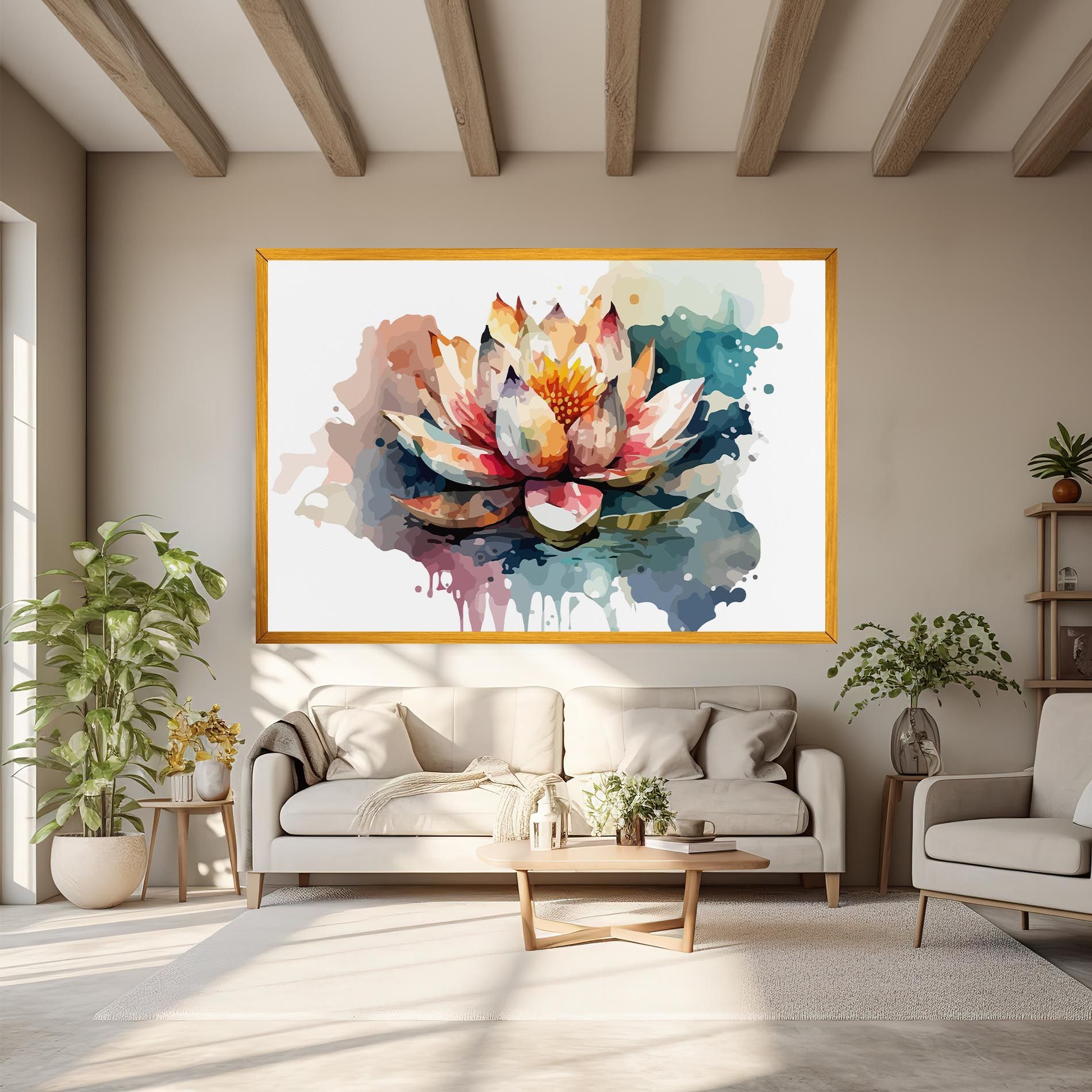 Colorful Lotus Art mockup 6