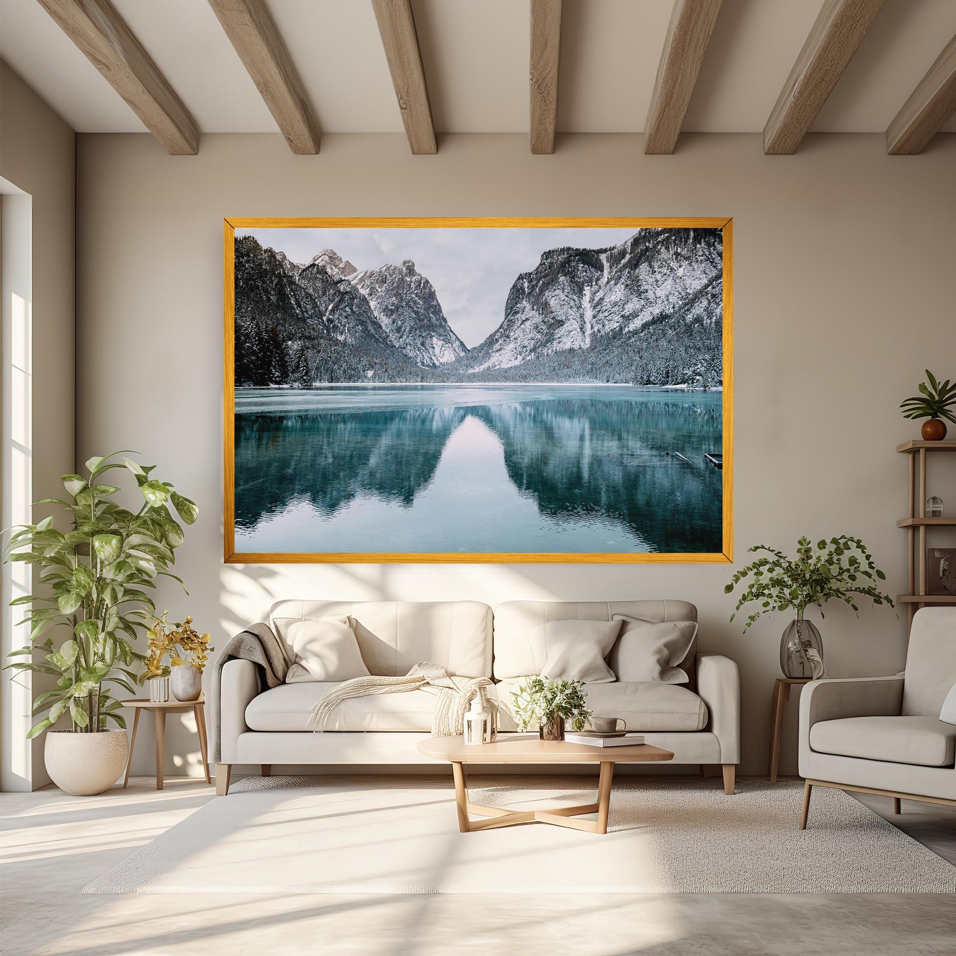 Leinwandbild Lake Reflection Mountain mockup 6