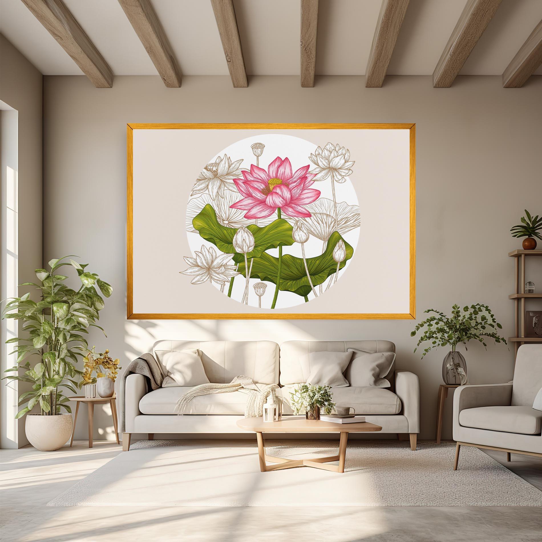 Leinwandbild Pretty Lotus Art mockup 6