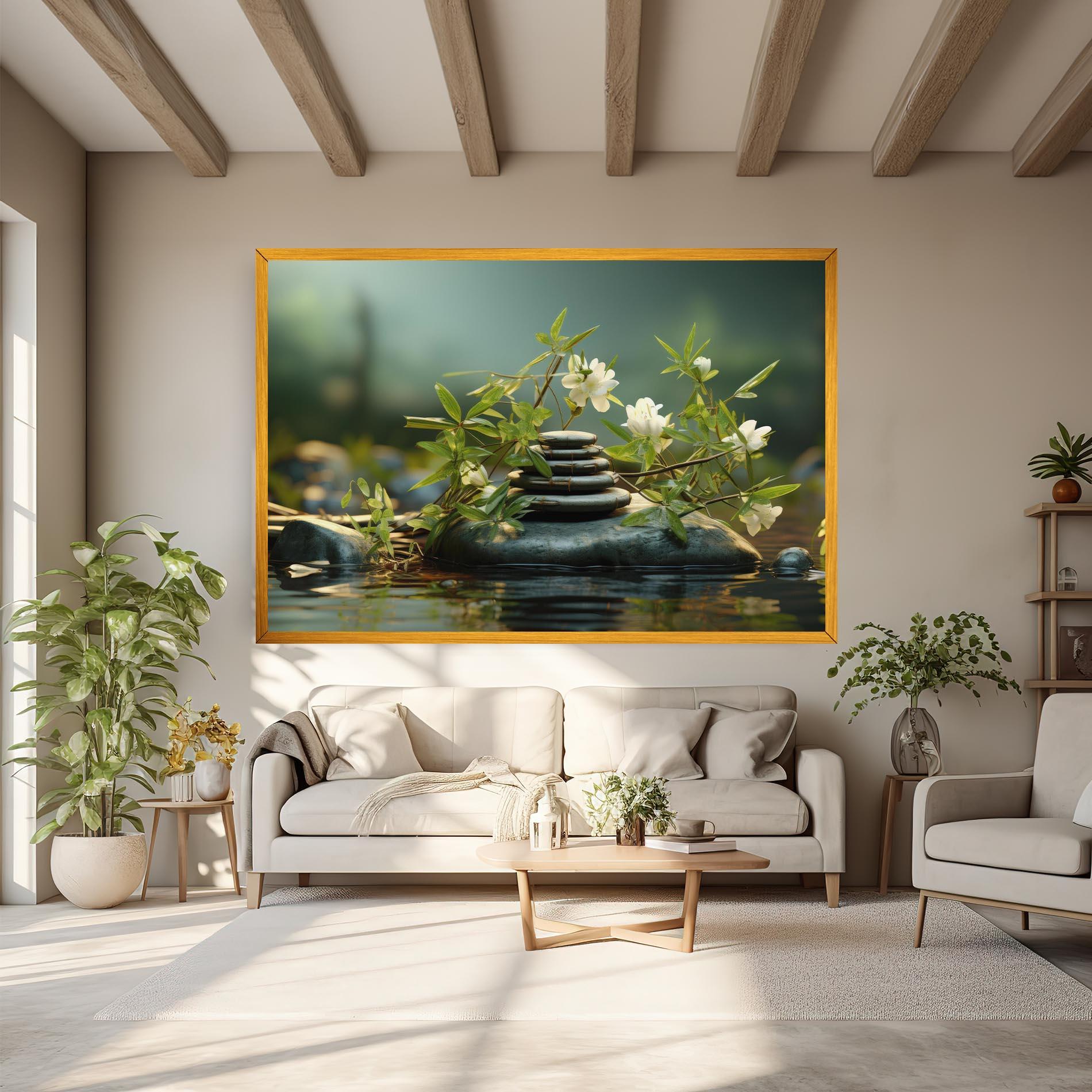 Leinwandbild Rock Garden Pond mockup 6
