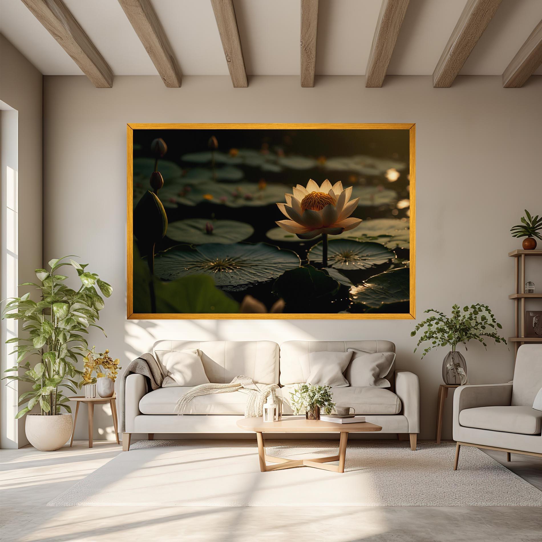 Leinwandbild Shot Beautiful Lotus mockup 6