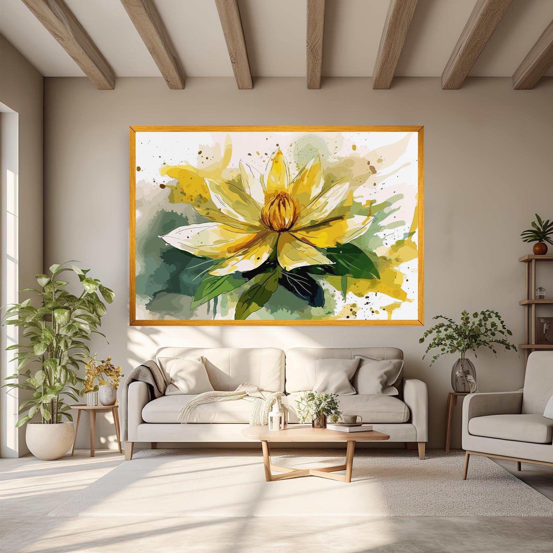 Leinwandbild Yellow Flower Nature mockup 6