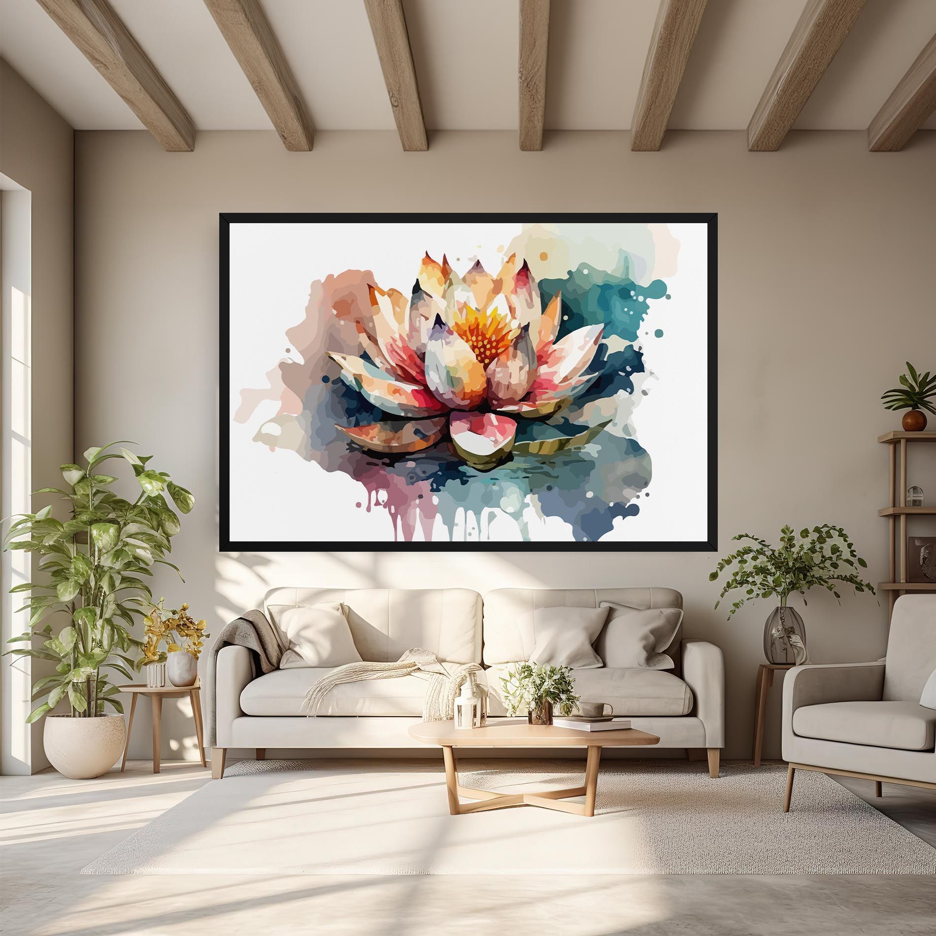 Colorful Lotus Art mockup 6