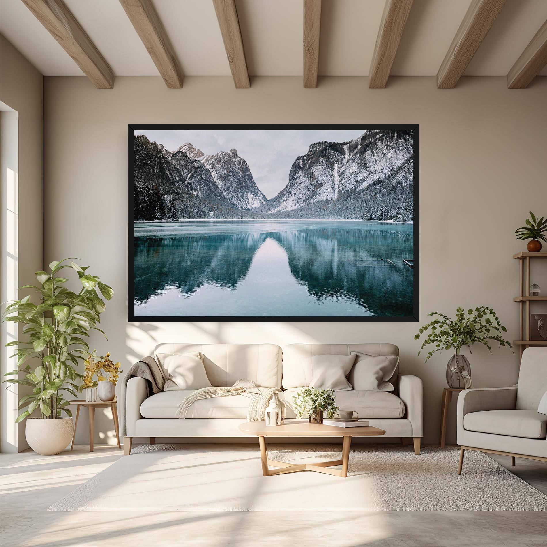 Leinwandbild Lake Reflection Mountain mockup 6