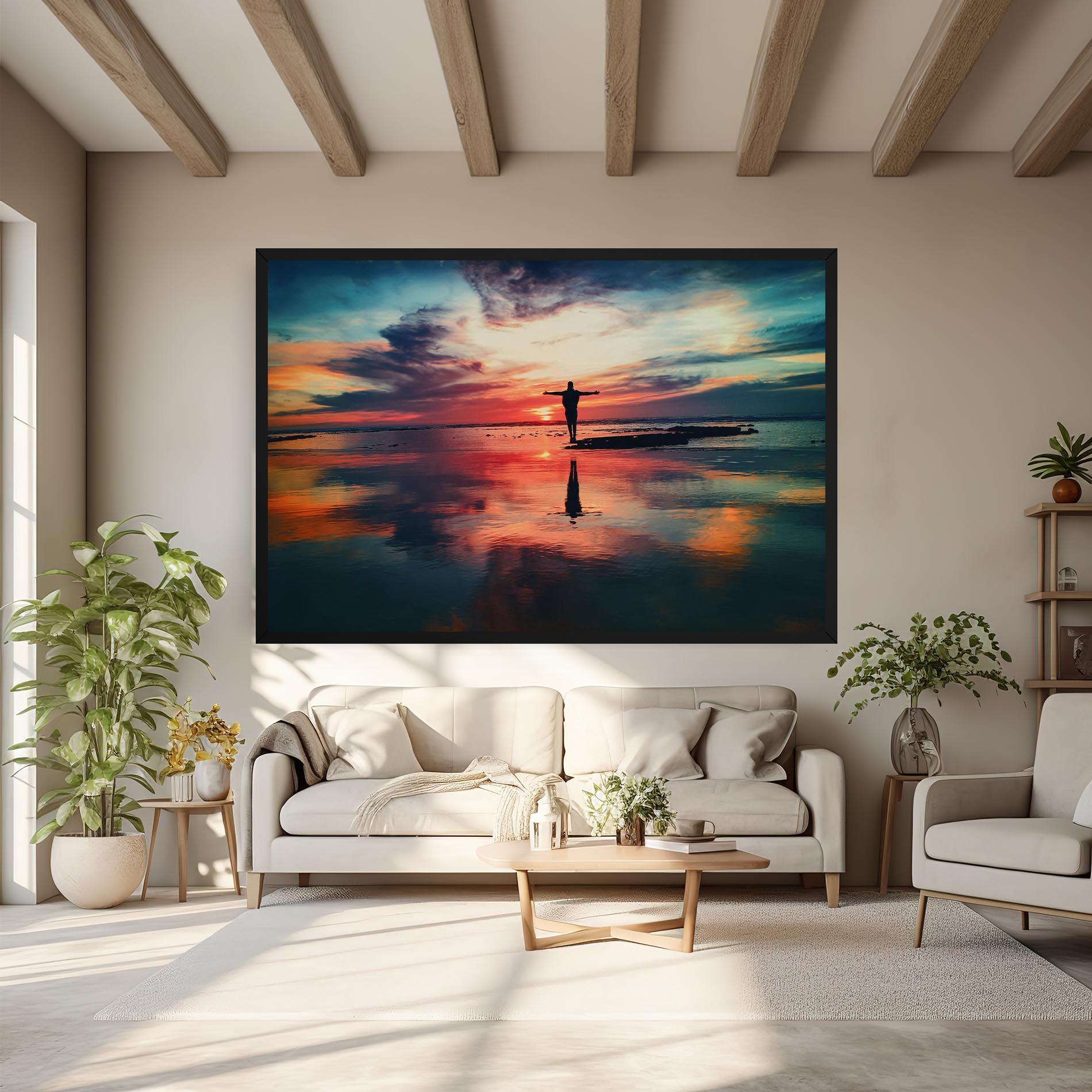 Leinwandbild Pink Purple Sky Man mockup 6