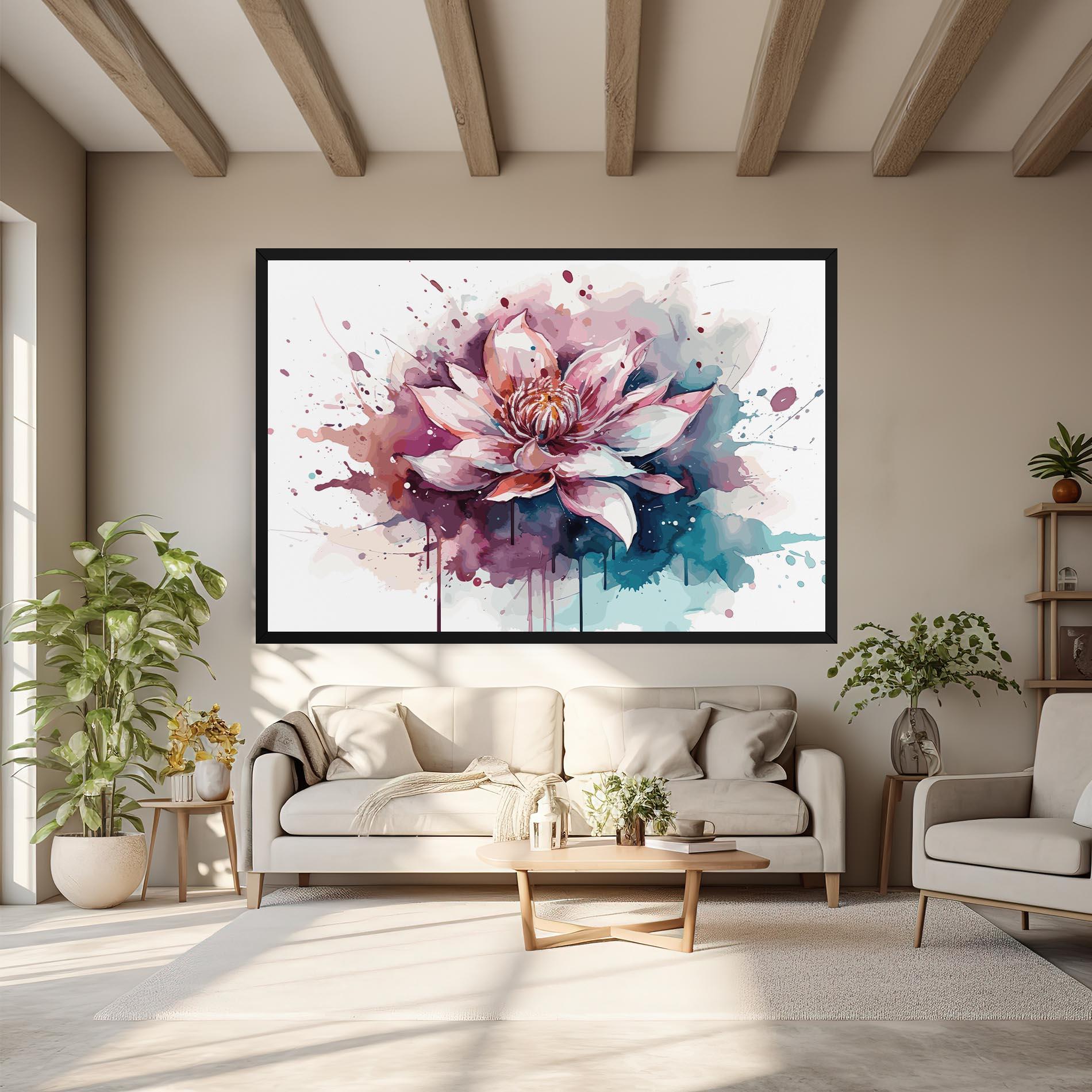Leinwandbild Pretty Pink Lotus Art mockup 6