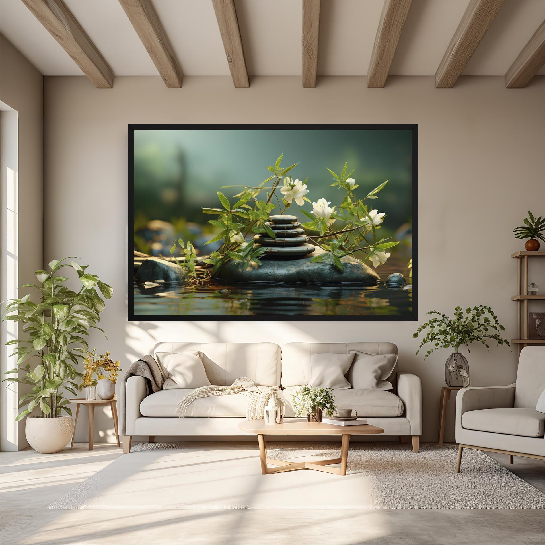 Leinwandbild Rock Garden Pond mockup 6