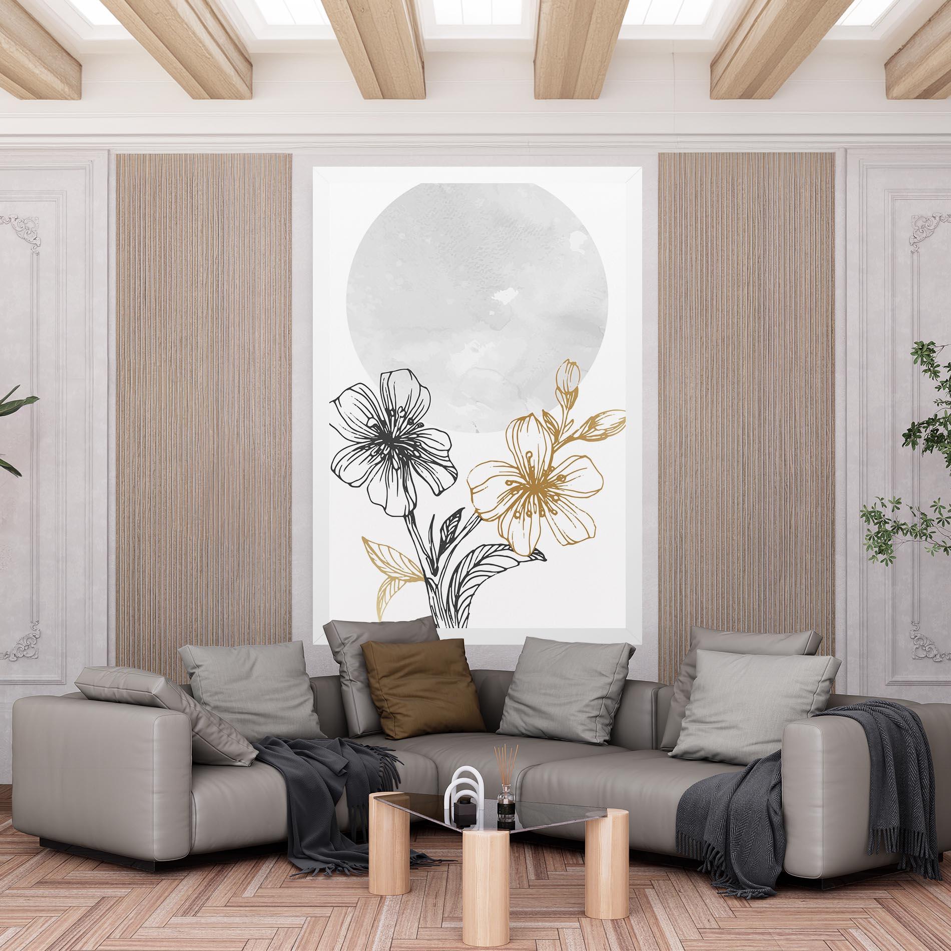 Leinwandbild Grey Moon Flowers mockup 6