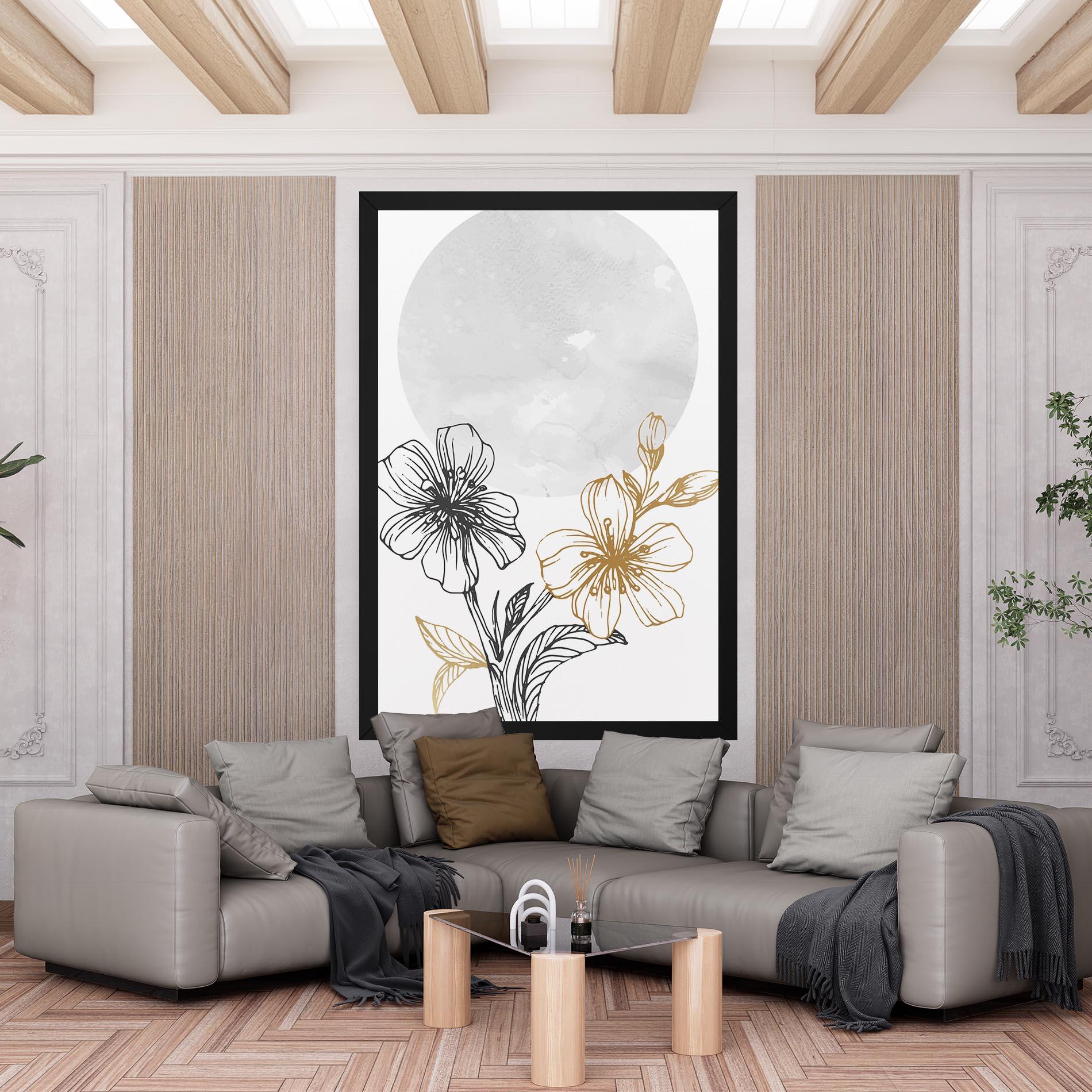 Leinwandbild Grey Moon Flowers mockup 6