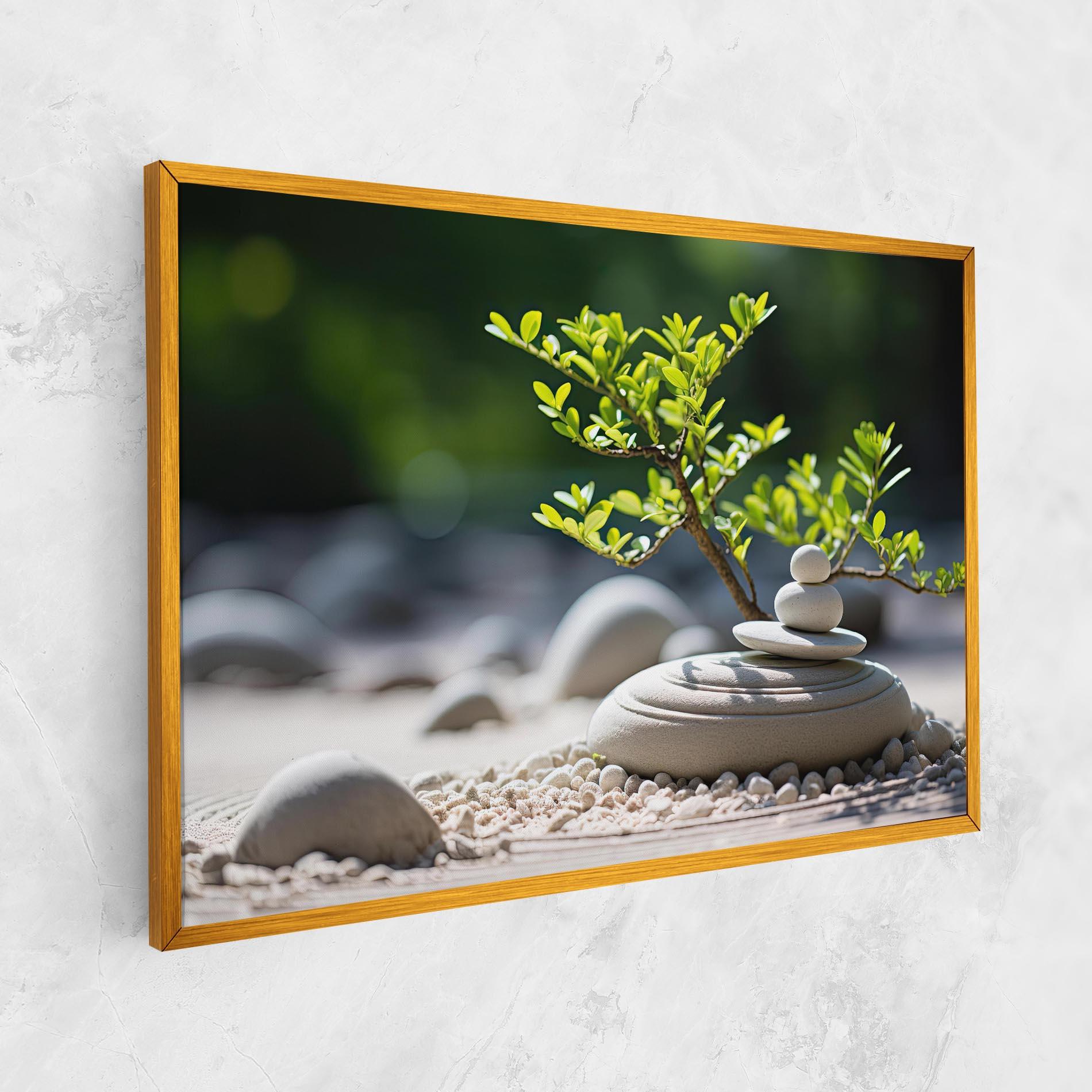 Leinwandbild White Pebbles Plants mockup 1