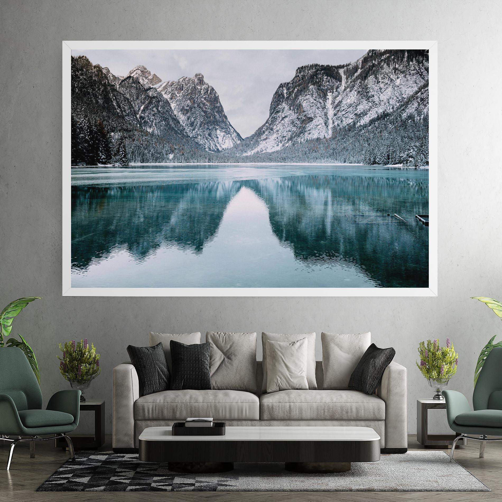 Leinwandbild Lake Reflection Mountain mockup 7