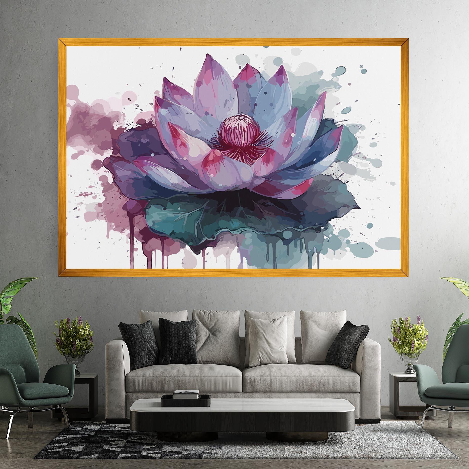 Leinwandbild Green Purple Lotus mockup 7