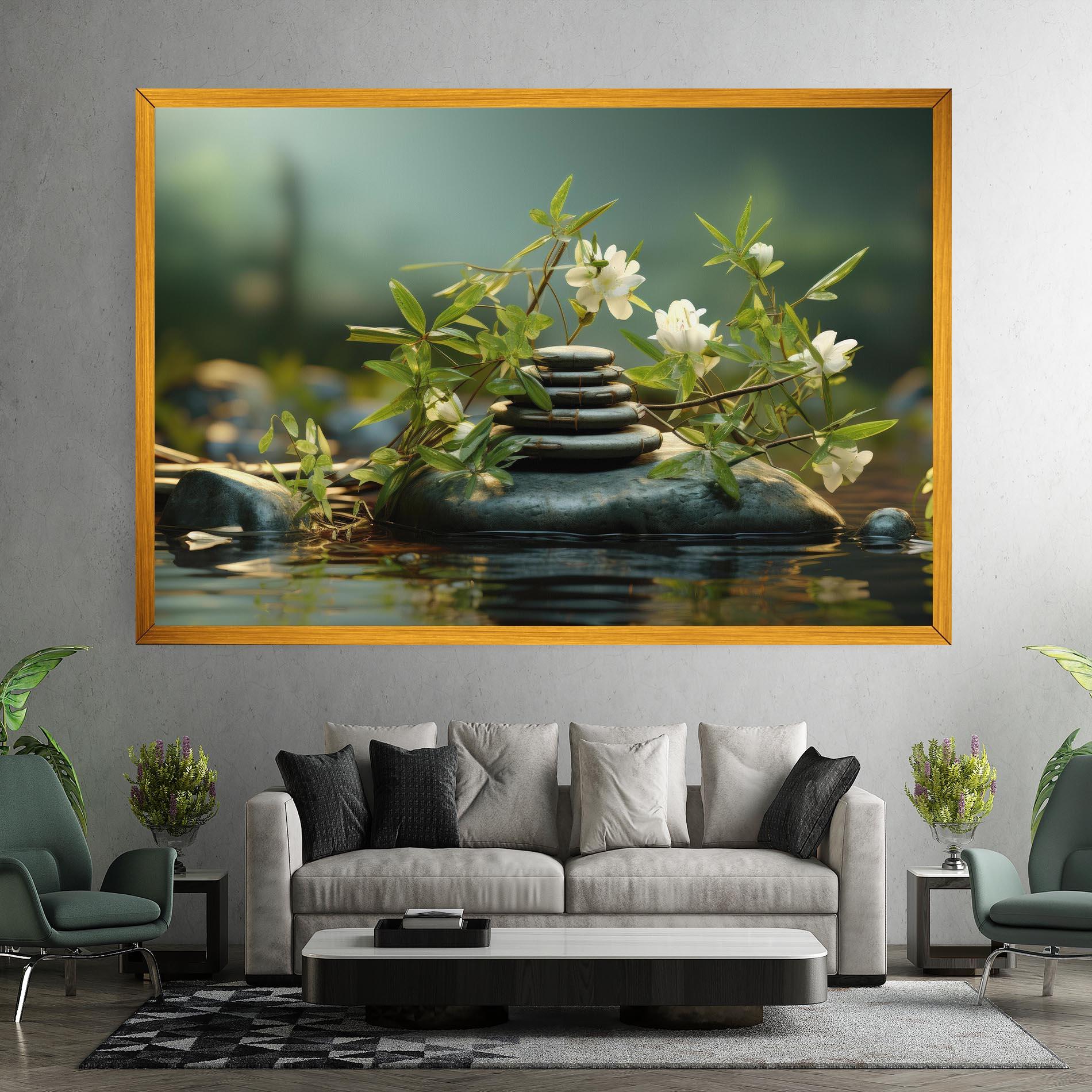 Leinwandbild Rock Garden Pond mockup 7