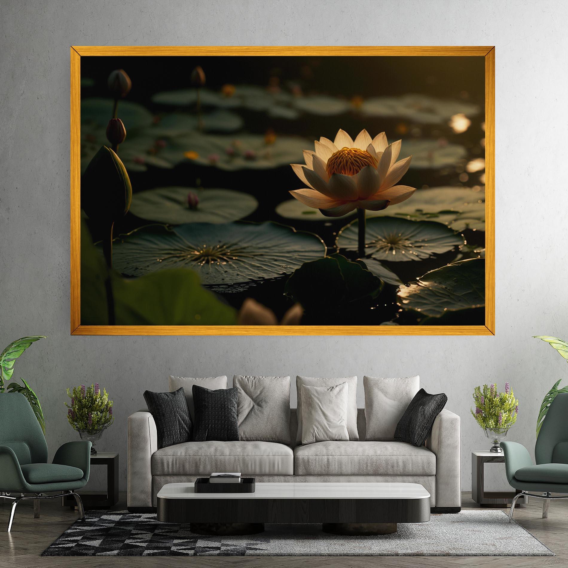Leinwandbild Shot Beautiful Lotus mockup 7