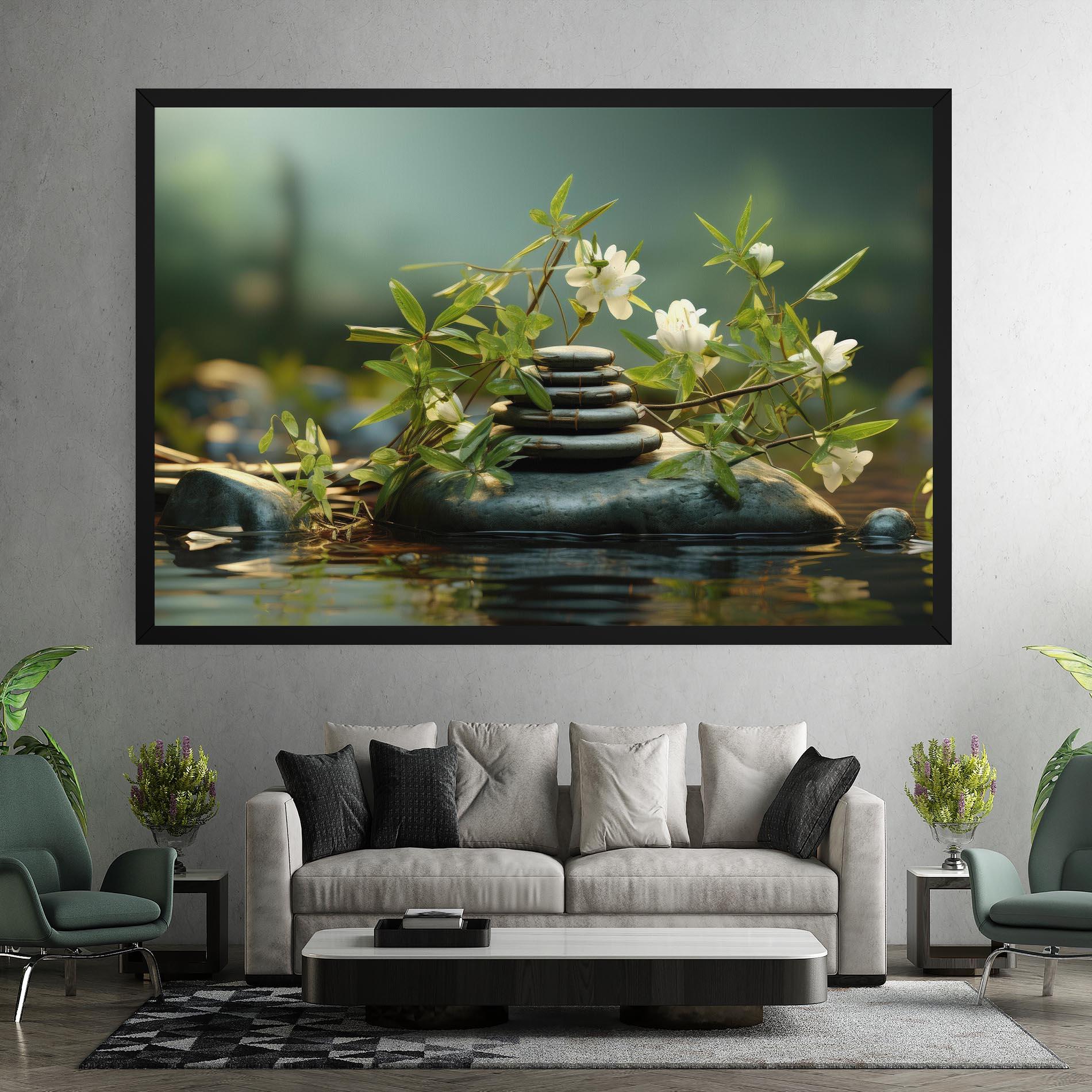 Leinwandbild Rock Garden Pond mockup 7