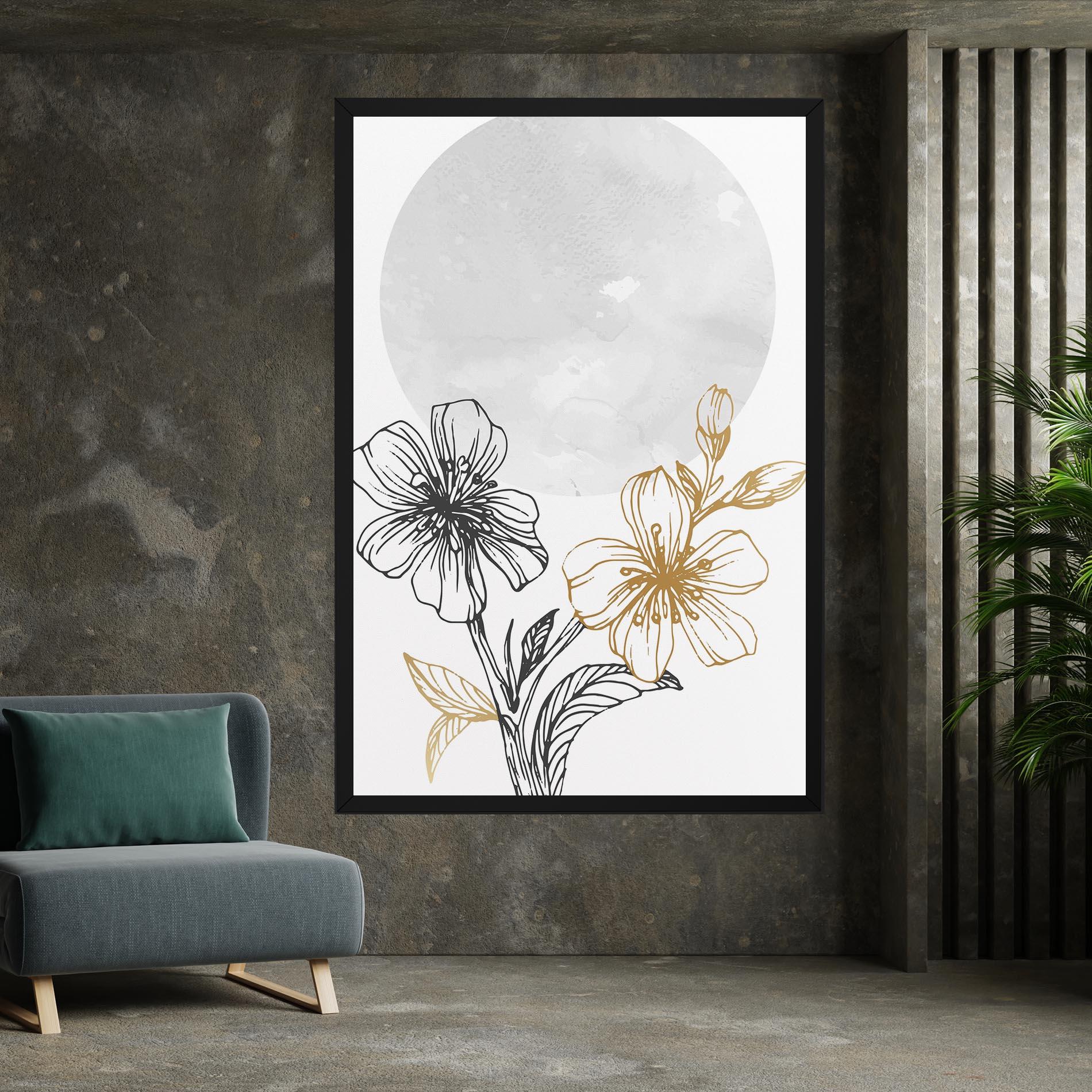 Leinwandbild Grey Moon Flowers mockup 7