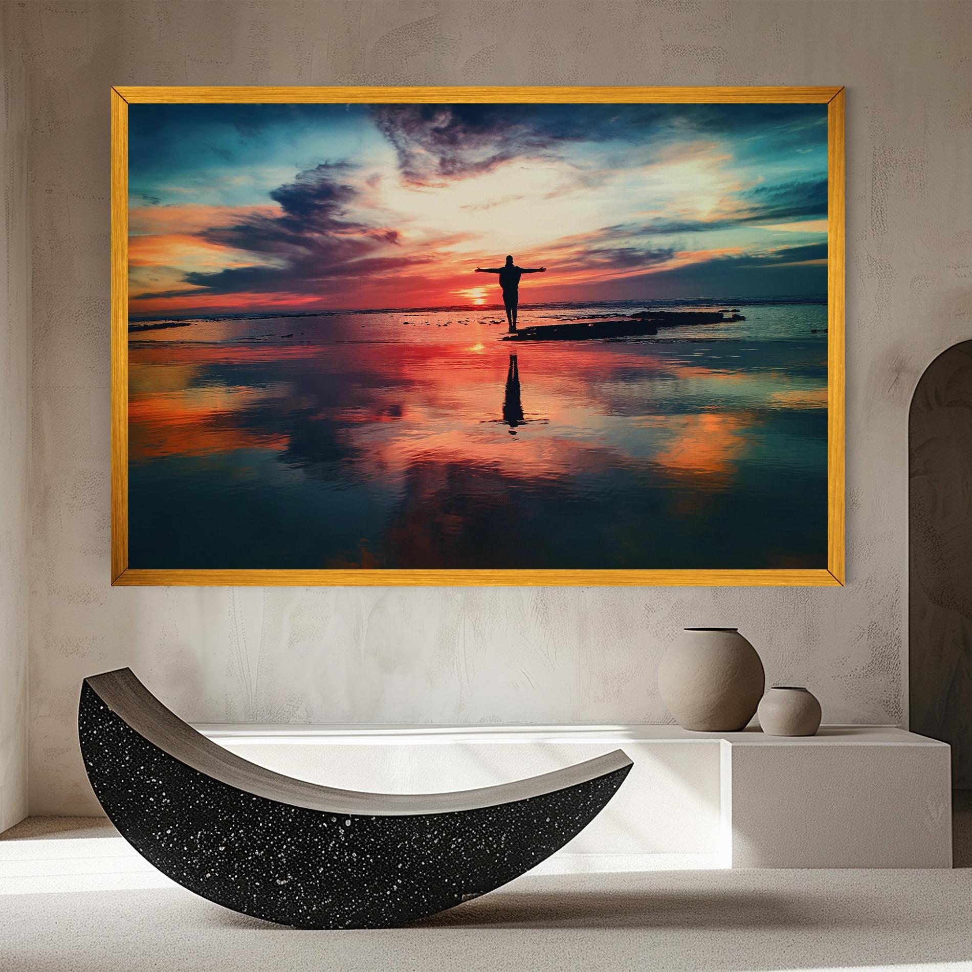 Leinwandbild Pink Purple Sky Man mockup 8