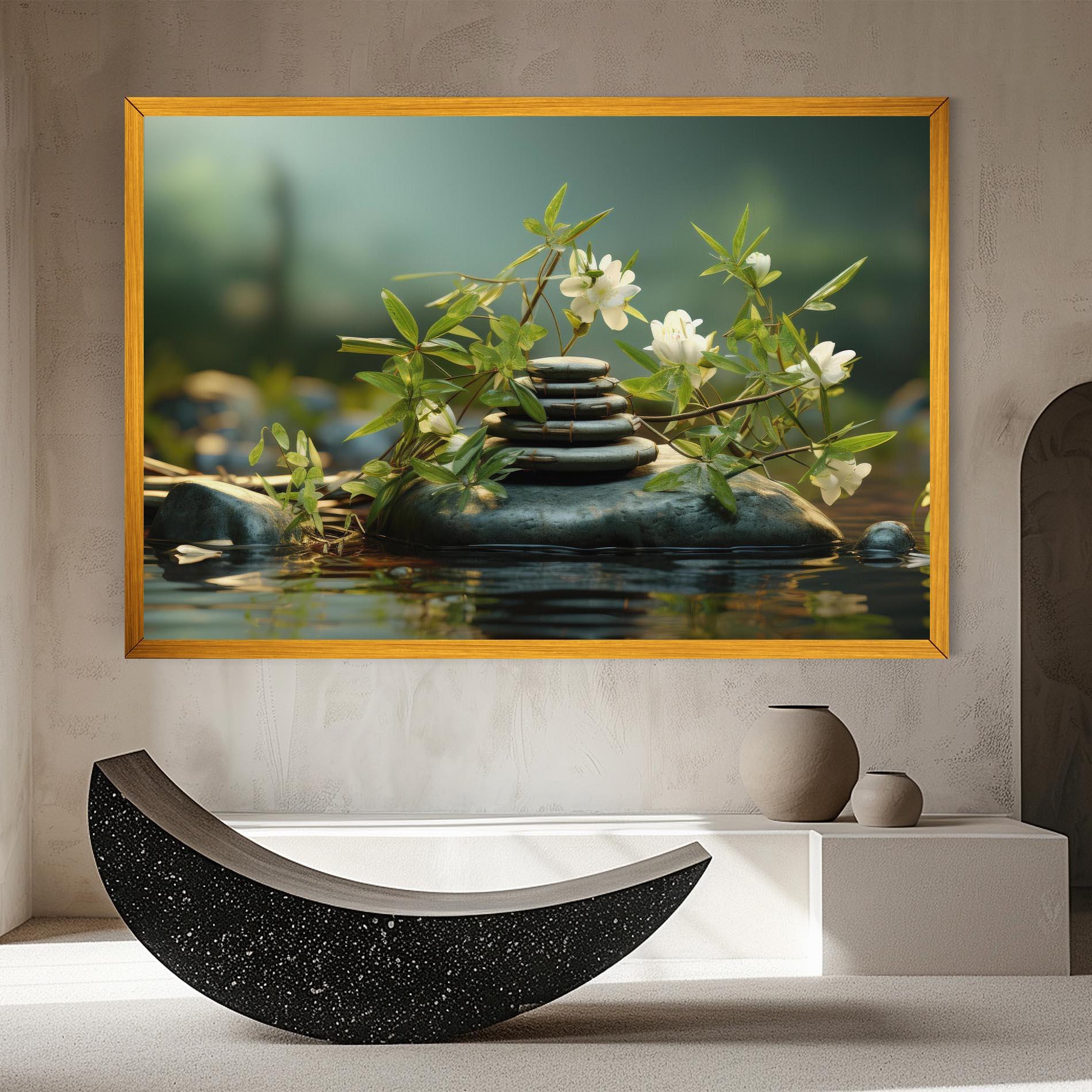 Leinwandbild Rock Garden Pond mockup 8