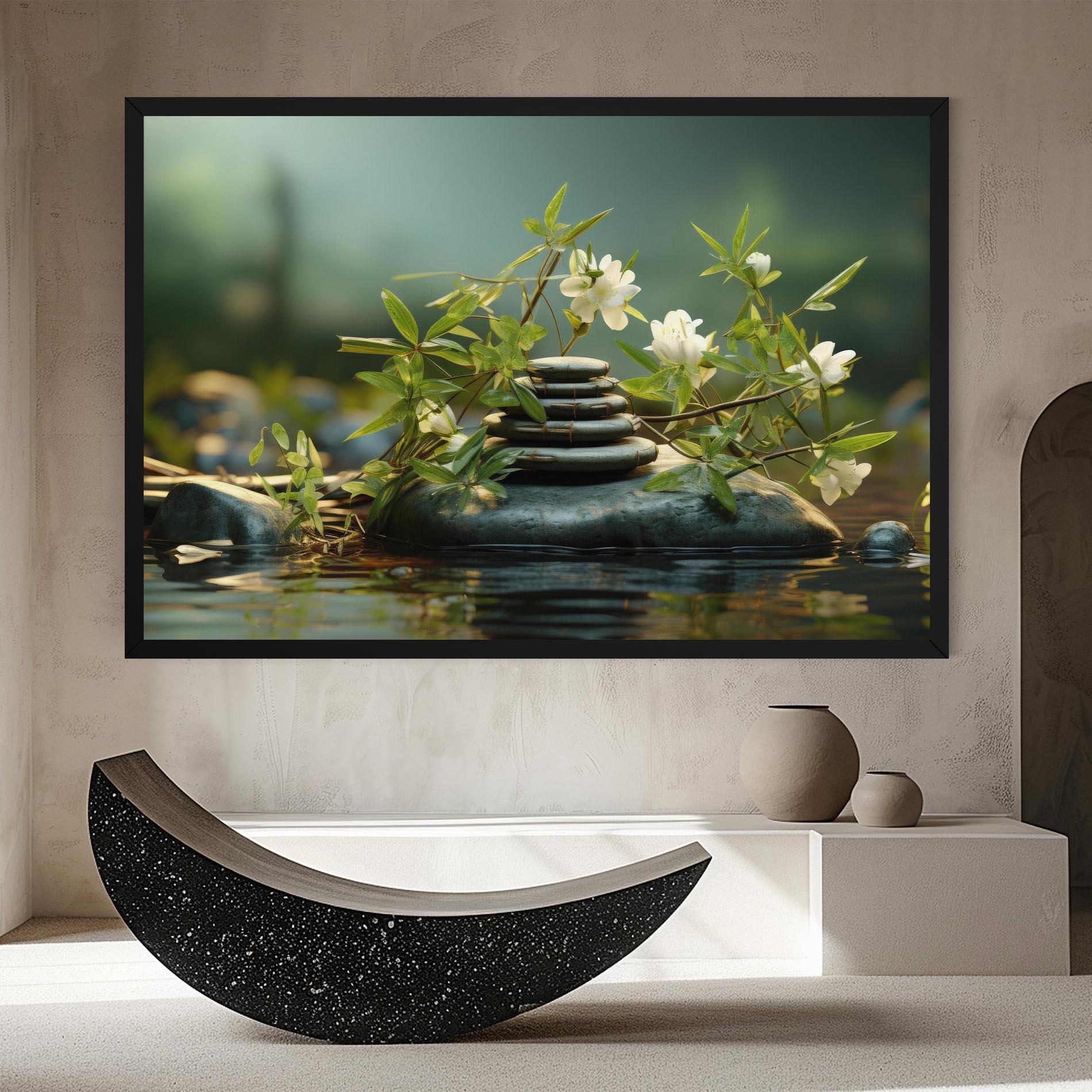 Leinwandbild Rock Garden Pond mockup 8