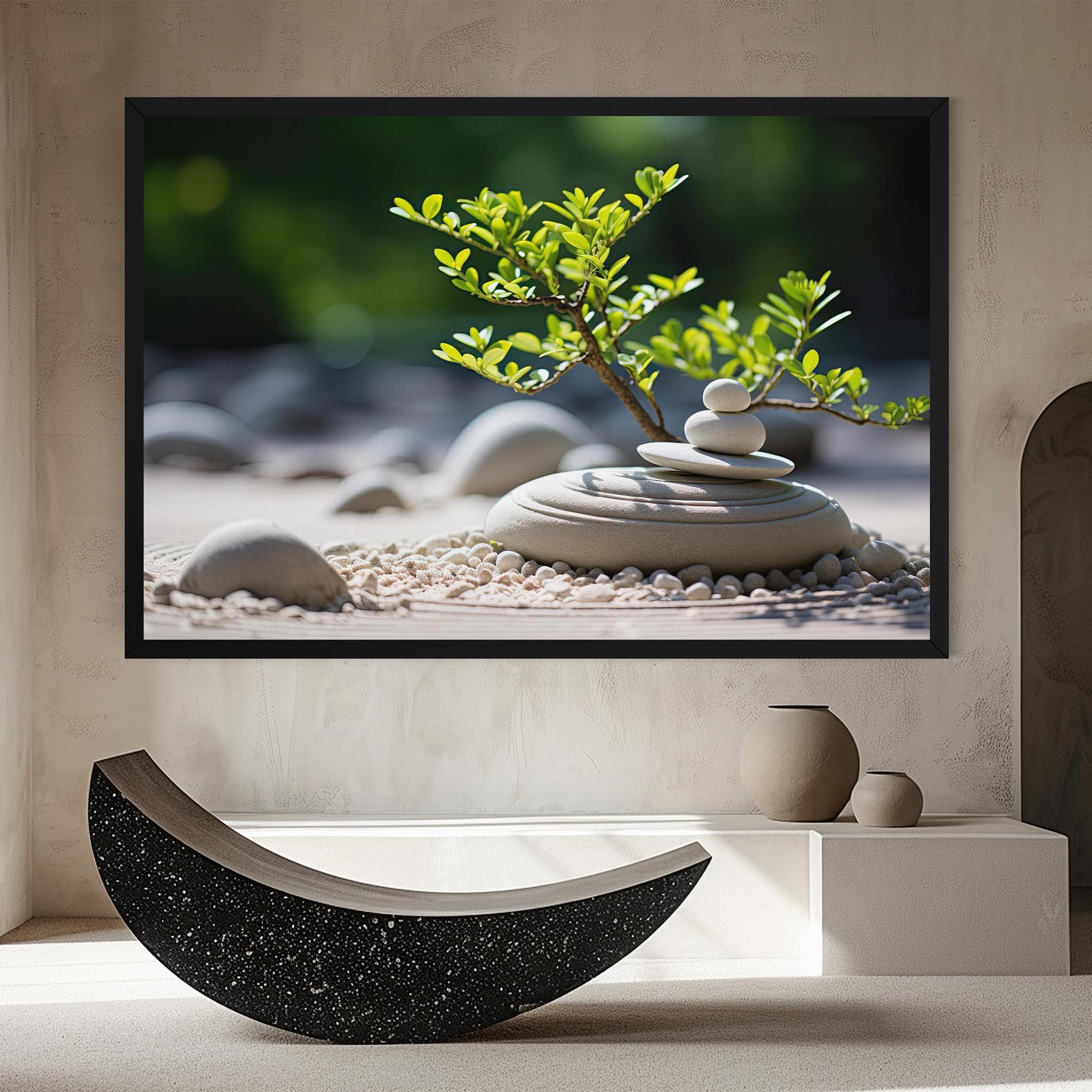 Leinwandbild White Pebbles Plants mockup 8