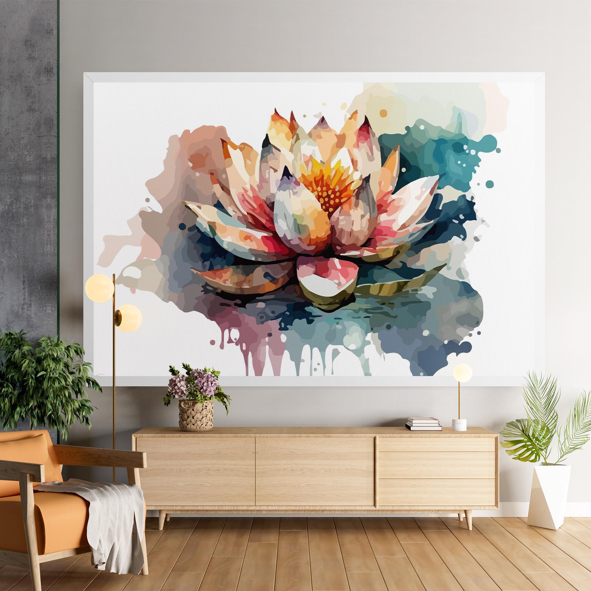 Leinwandbild Colorful Lotus Art mockup 9