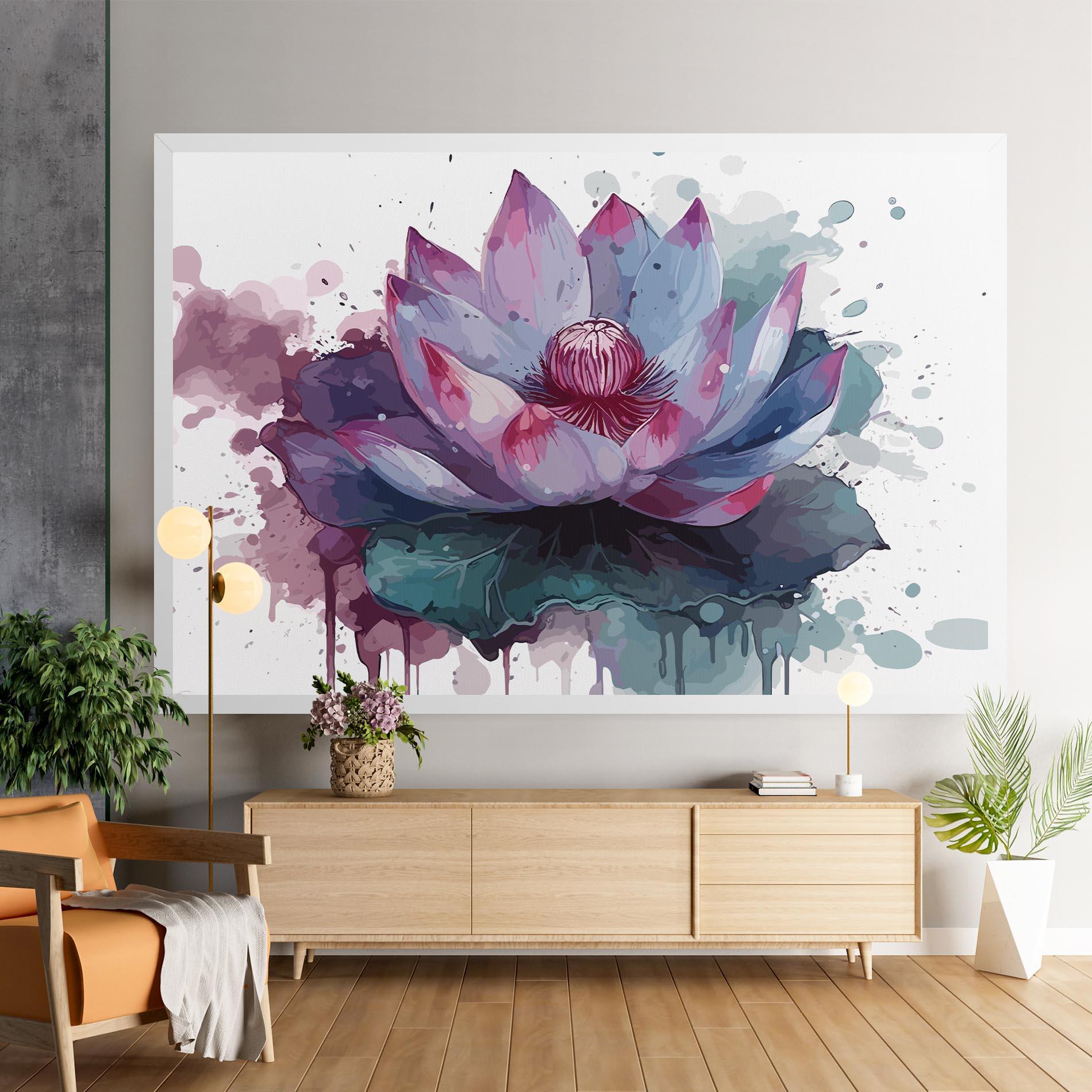 Leinwandbild Green Purple Lotus mockup 9