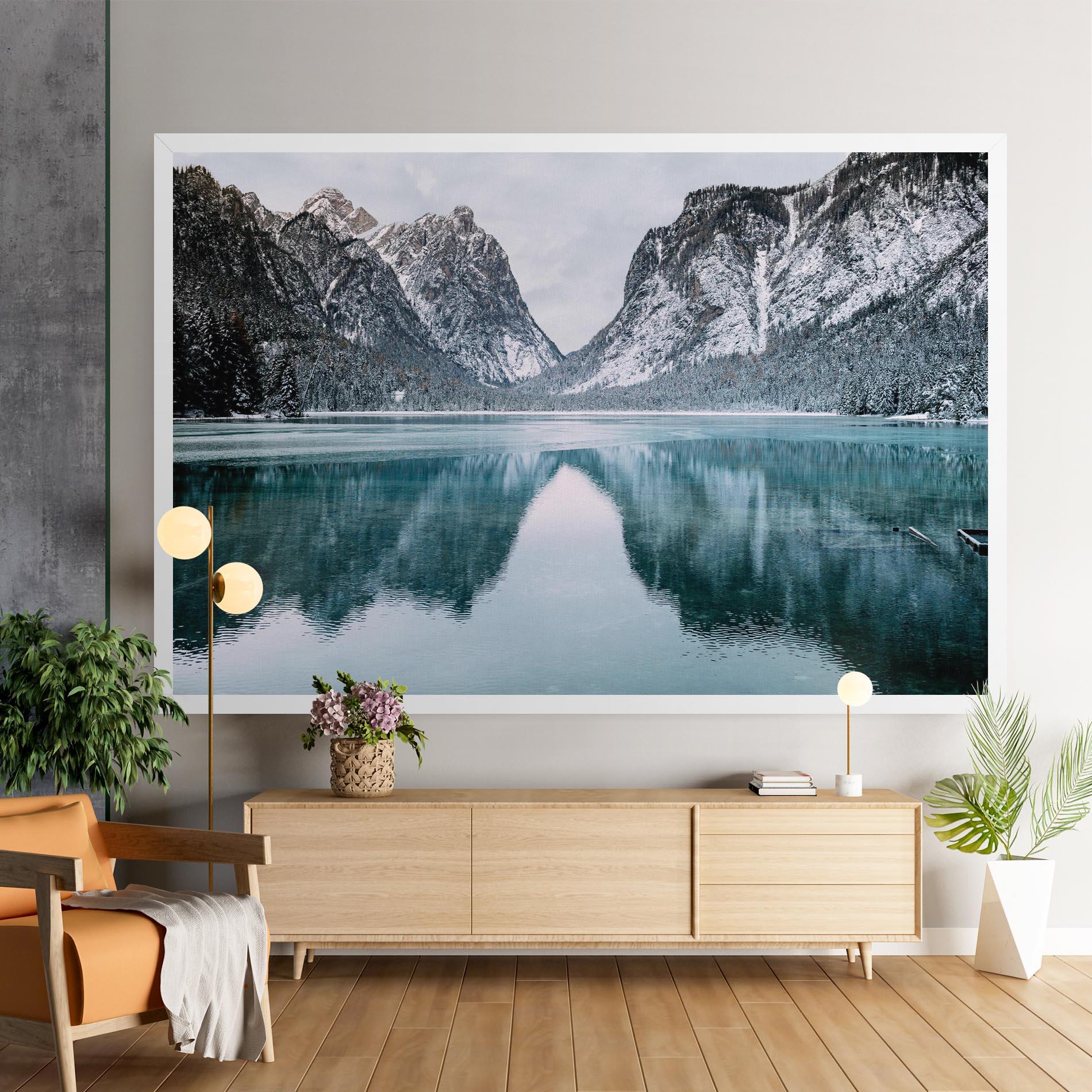 Leinwandbild Lake Reflection Mountain mockup 9