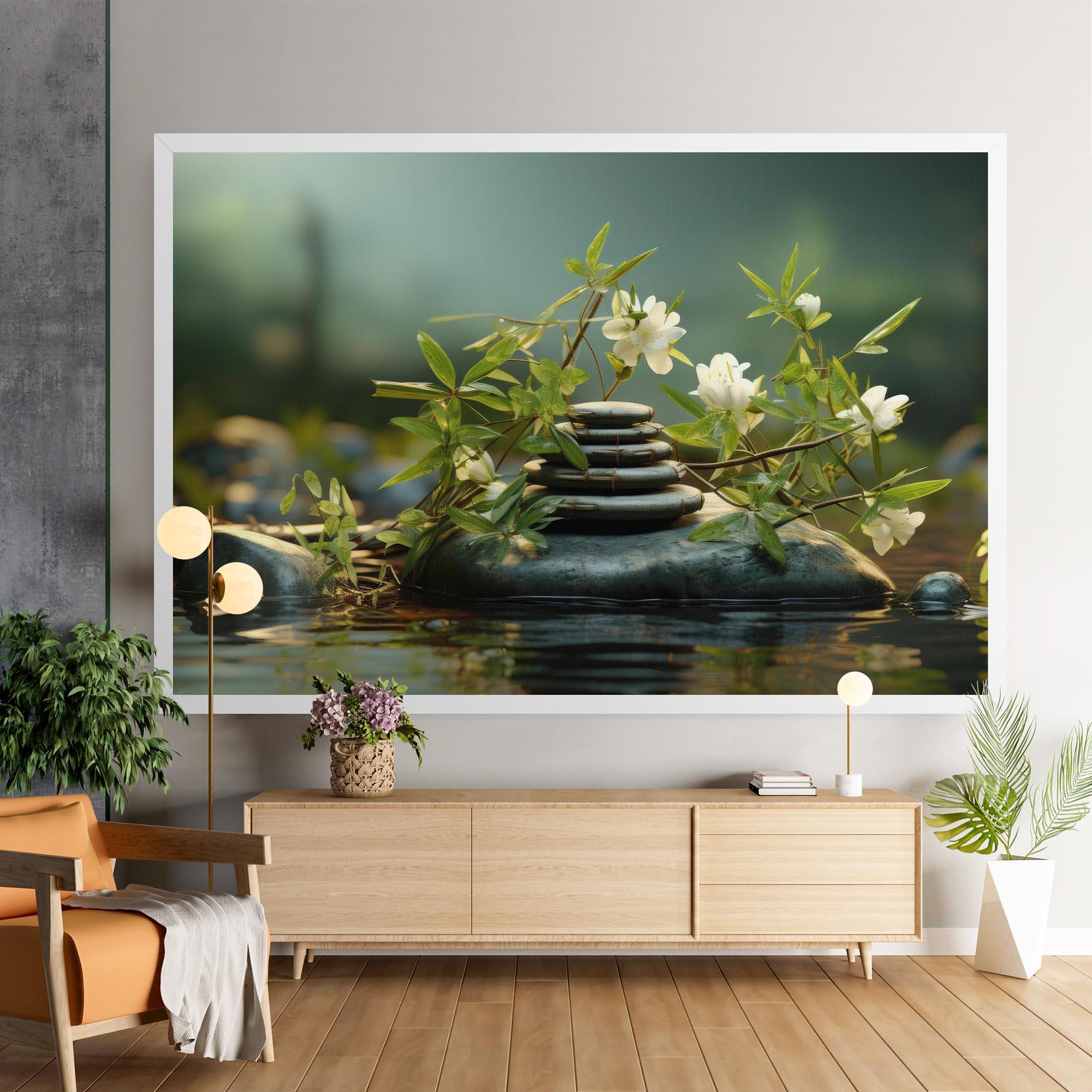Leinwandbild Rock Garden Pond mockup 9