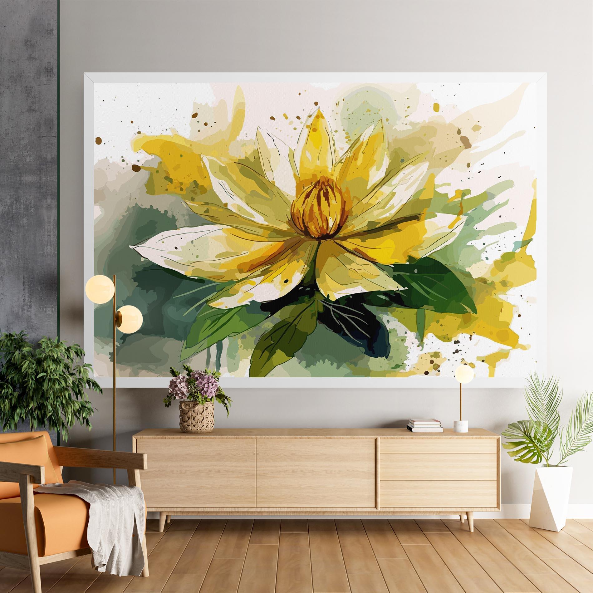 Leinwandbild Yellow Flower Nature mockup 9