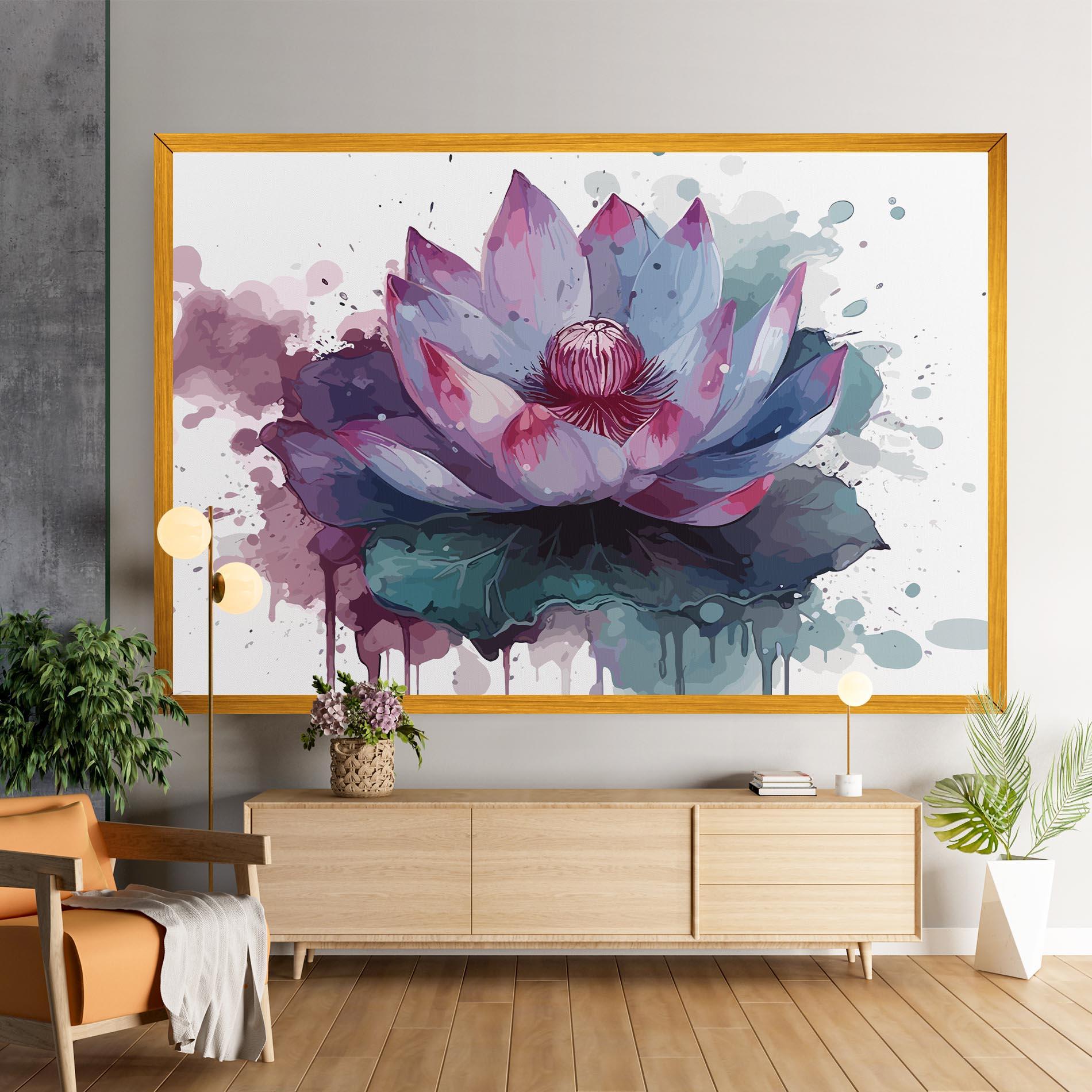 Leinwandbild Green Purple Lotus mockup 9
