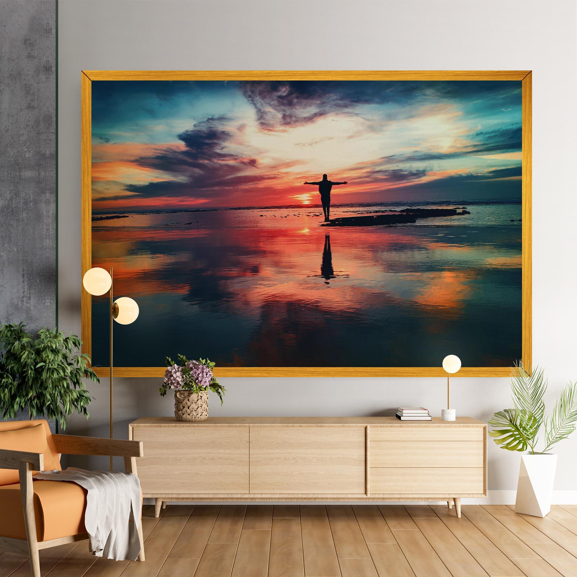 Leinwandbild Pink Purple Sky Man mockup 9