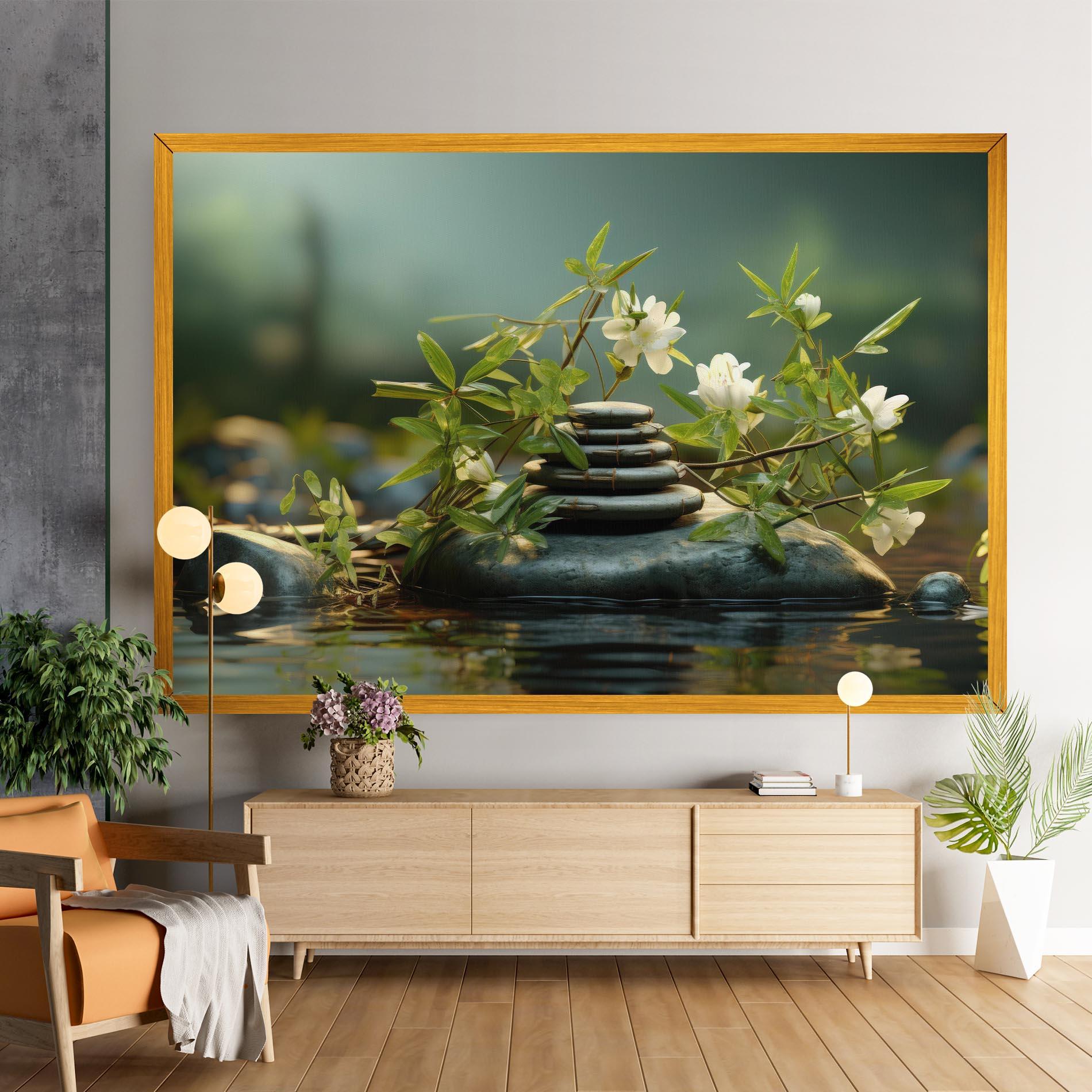 Leinwandbild Rock Garden Pond mockup 9