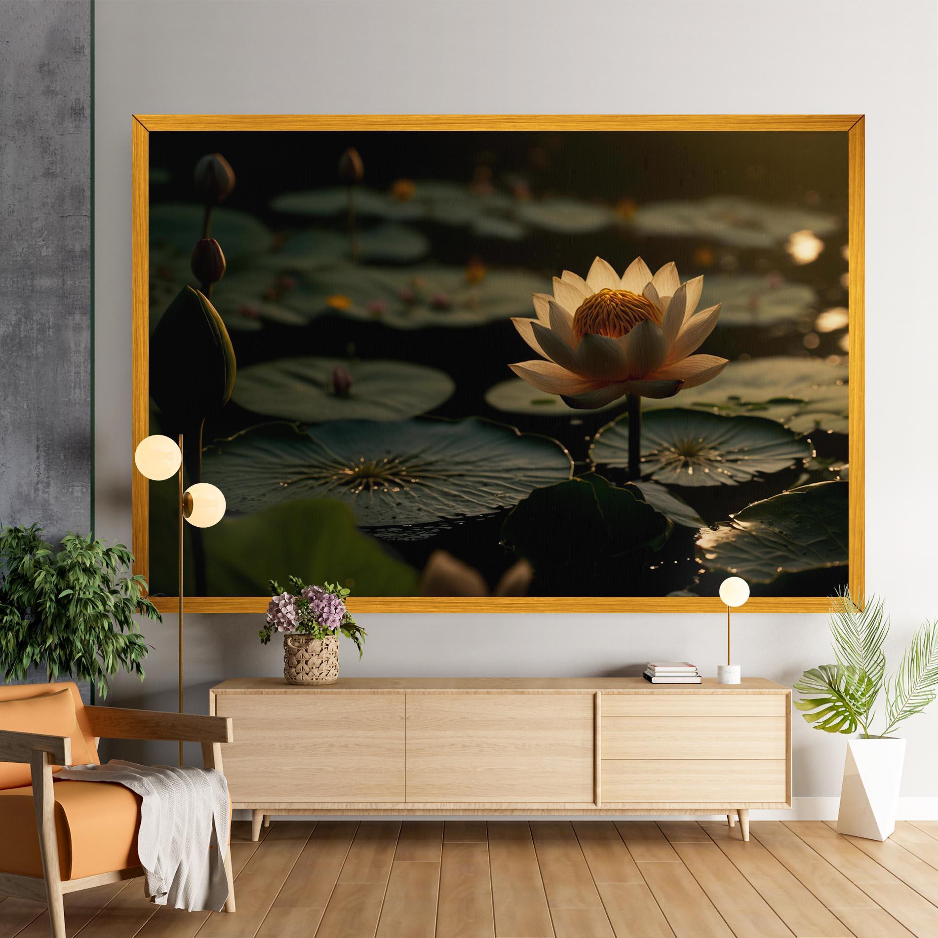 Leinwandbild Shot Beautiful Lotus mockup 9