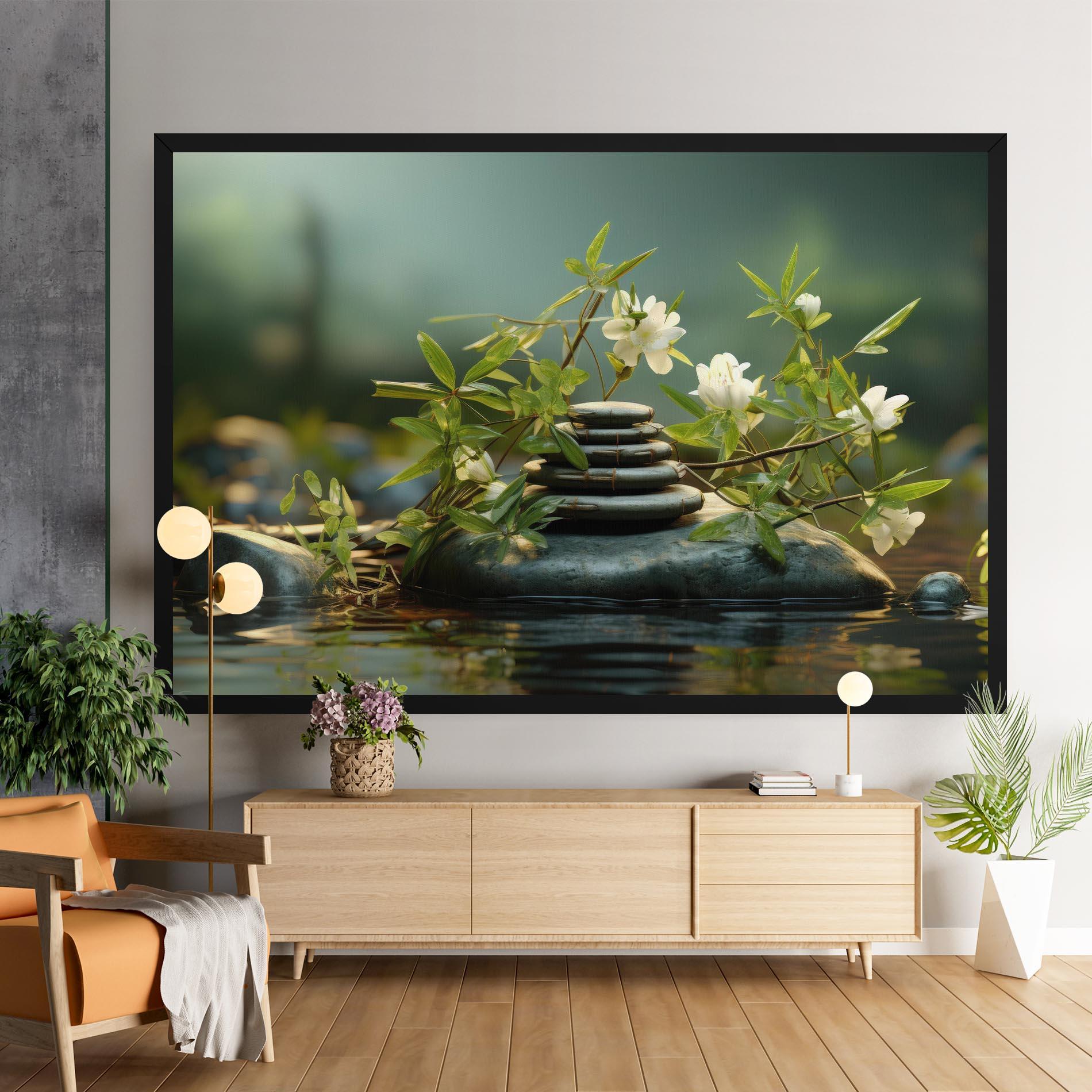 Leinwandbild Rock Garden Pond mockup 9
