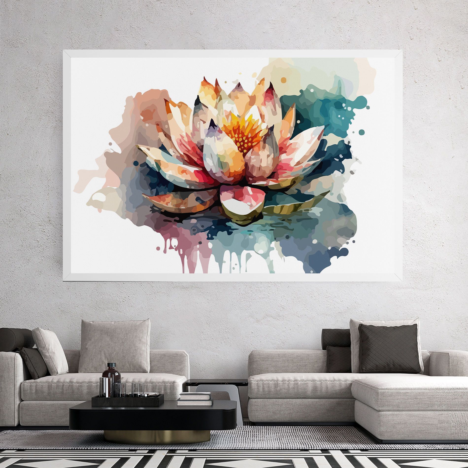 Colorful Lotus Art mockup 2
