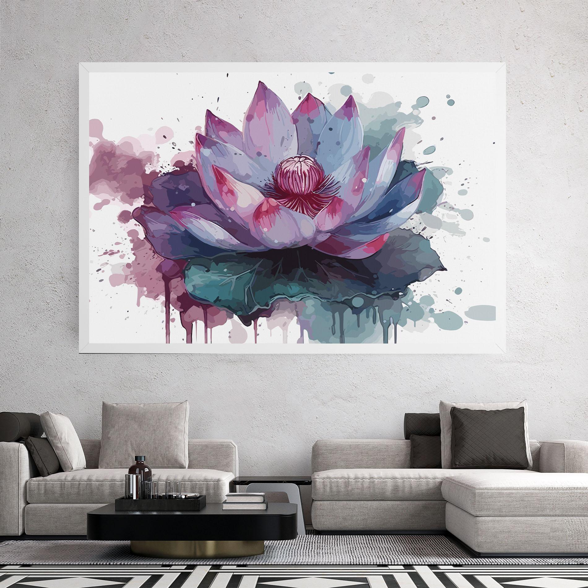 Leinwandbild Green Purple Lotus mockup 2
