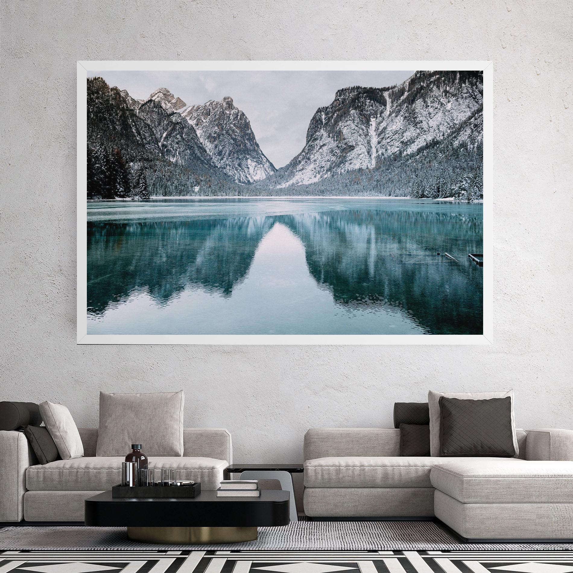 Leinwandbild Lake Reflection Mountain mockup 2