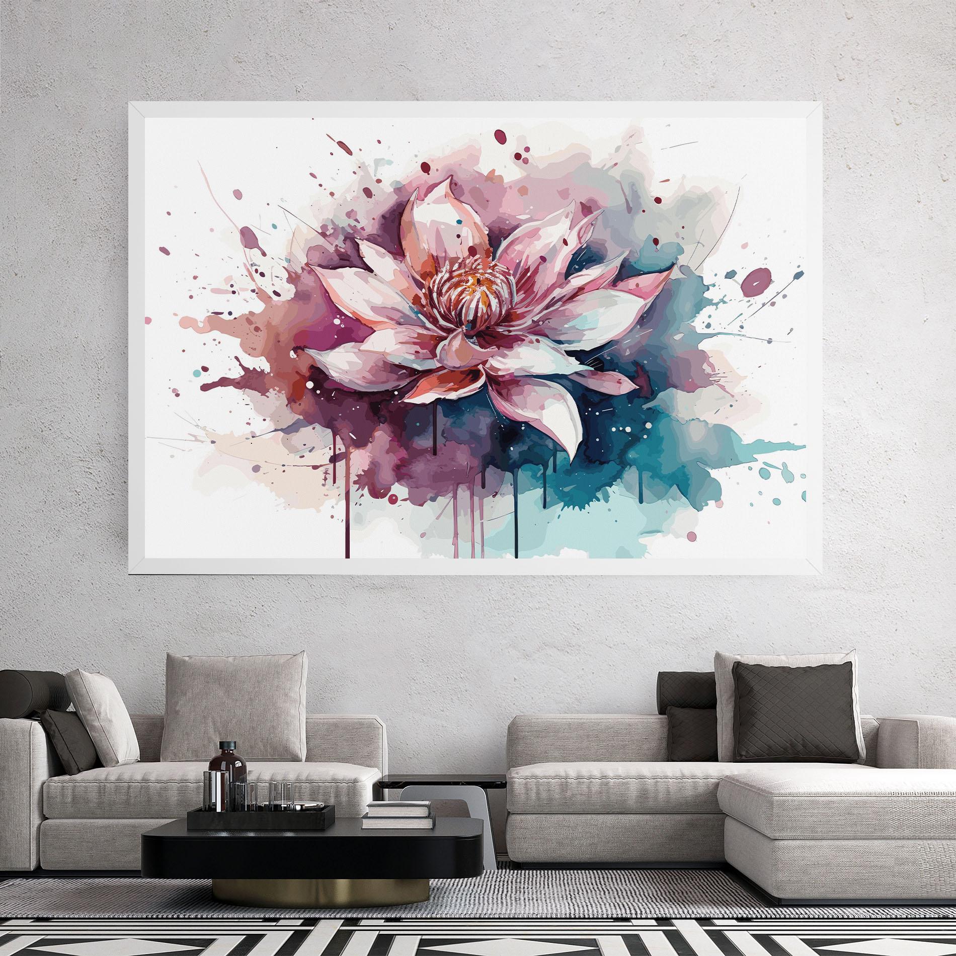 Leinwandbild Pretty Pink Lotus Art mockup 2